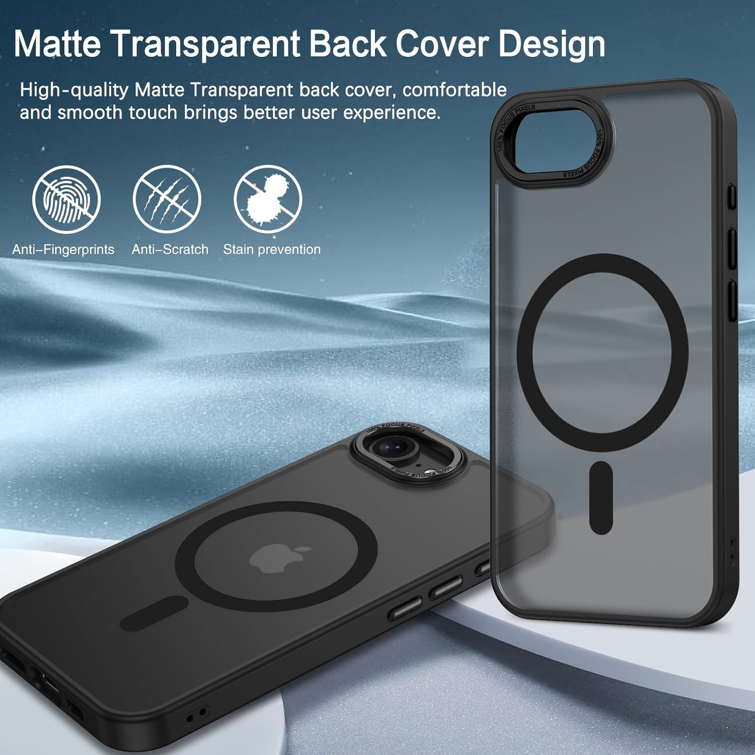 YINLAI for Iphone 16E Case 2025, [Compatible with Wireless Charging] Skin-Friendly Touch Slim Shockproof Protective Phone Cases for Iphone 16E 6.1", Translucent Matte Black image number 6
