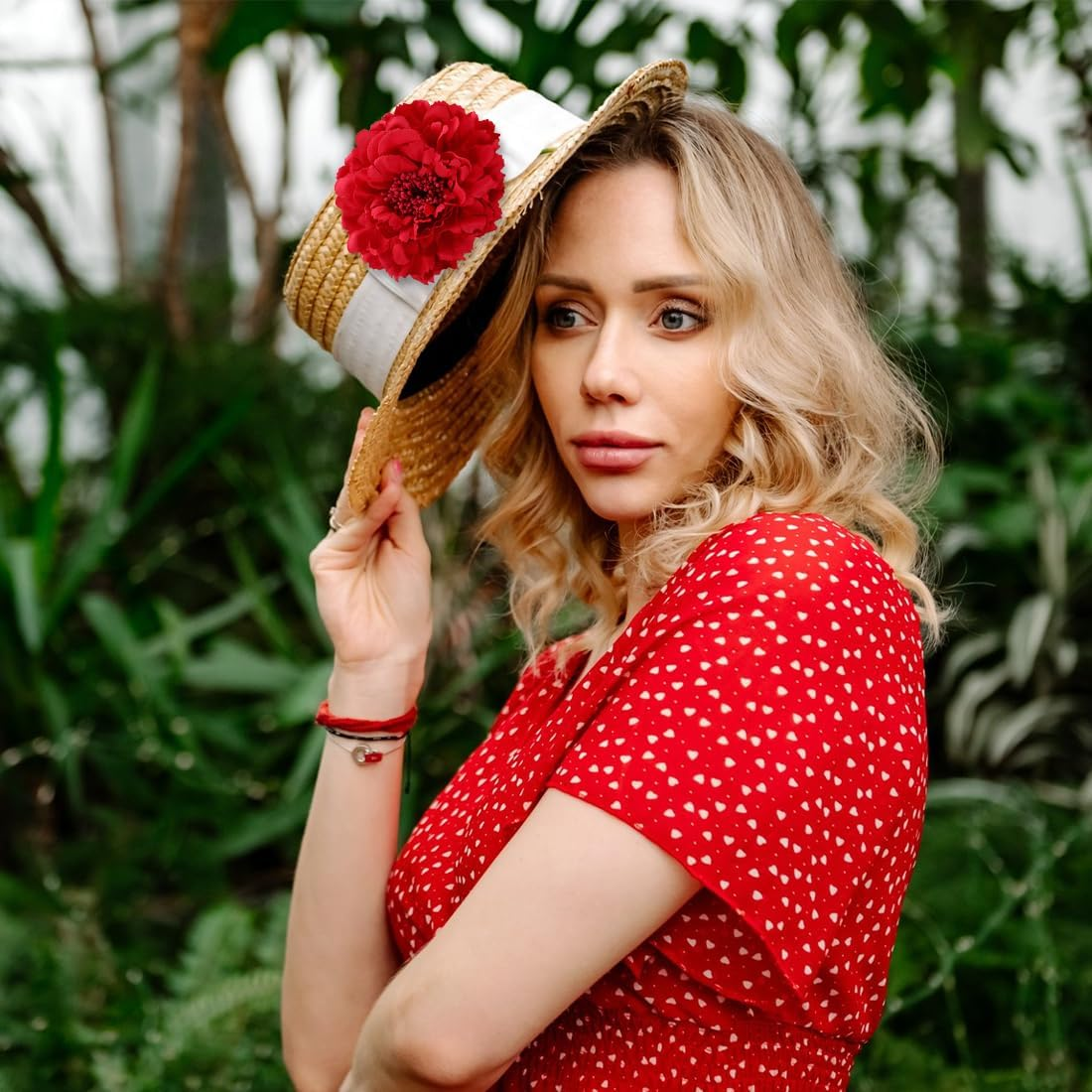 JYNVO 2 Pieces Flower Brooches Flower Hair Pins Hairpins Headpiece Hairpin Accessories for Flamenco Dancer Bride Women Girls Seville Party Wedding image number 4