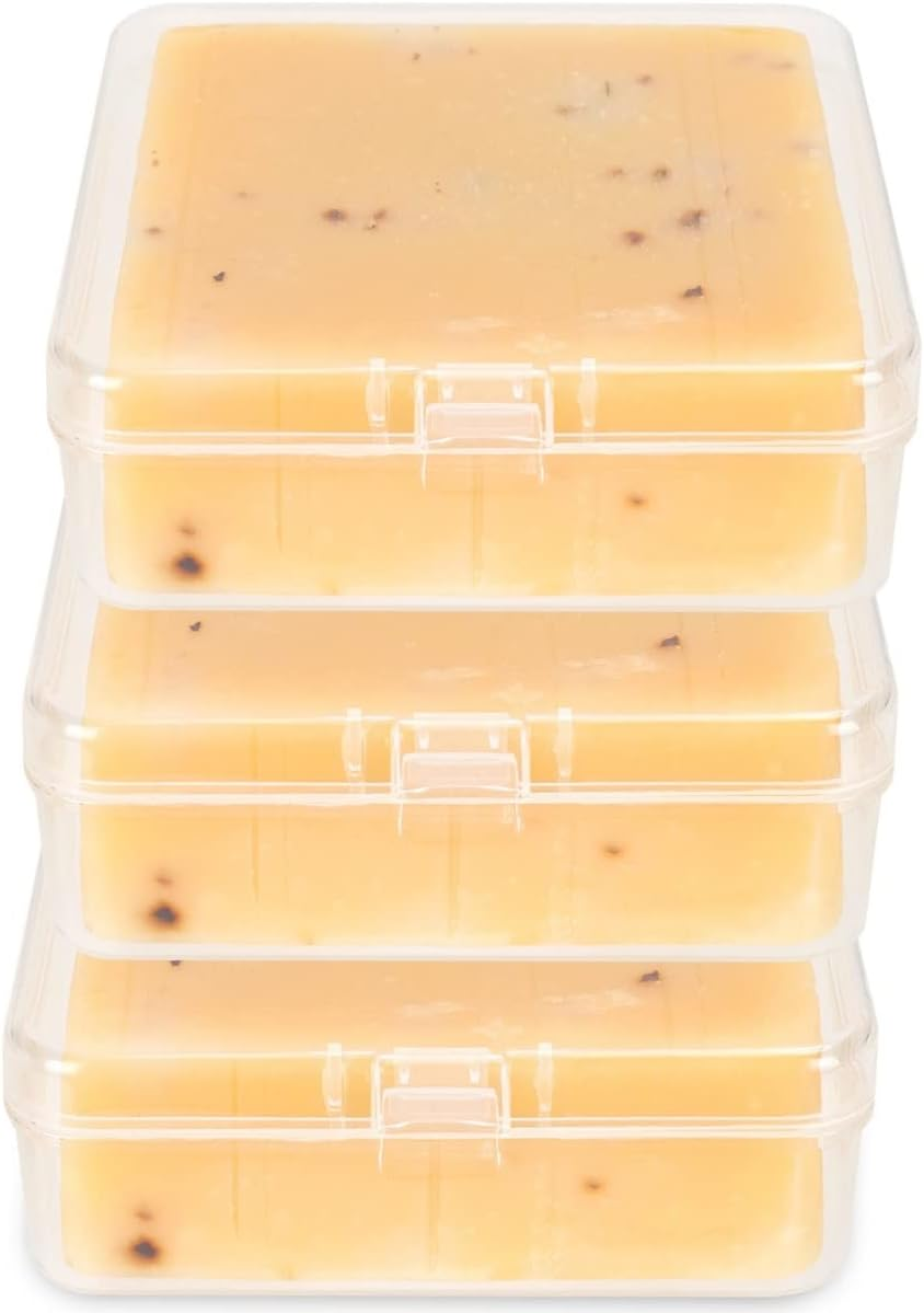 Travel Soap Container Square, 2Pcs Clear Soap Box Holder Portable Storage Rack for Camping Shower Gym Outdoor Hiking Bathroom Square Soap Dish (3, 3.4Inch)