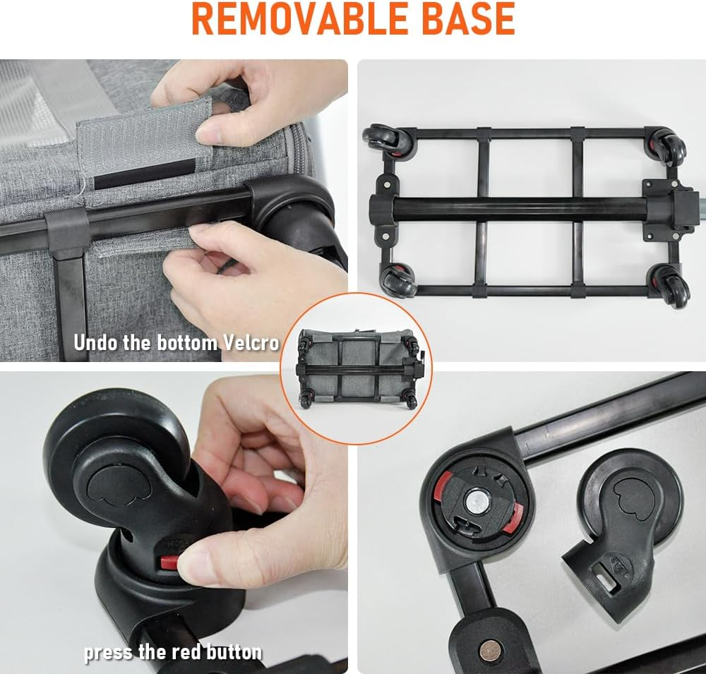 Pet Rolling Travel Carrier Pet Rolling Luggage Trolley Case for Pet up to 7.5Kg with Handle Four Wheels Shoulder Strap and Pet Cushion for Cat Dog Grey image number 2