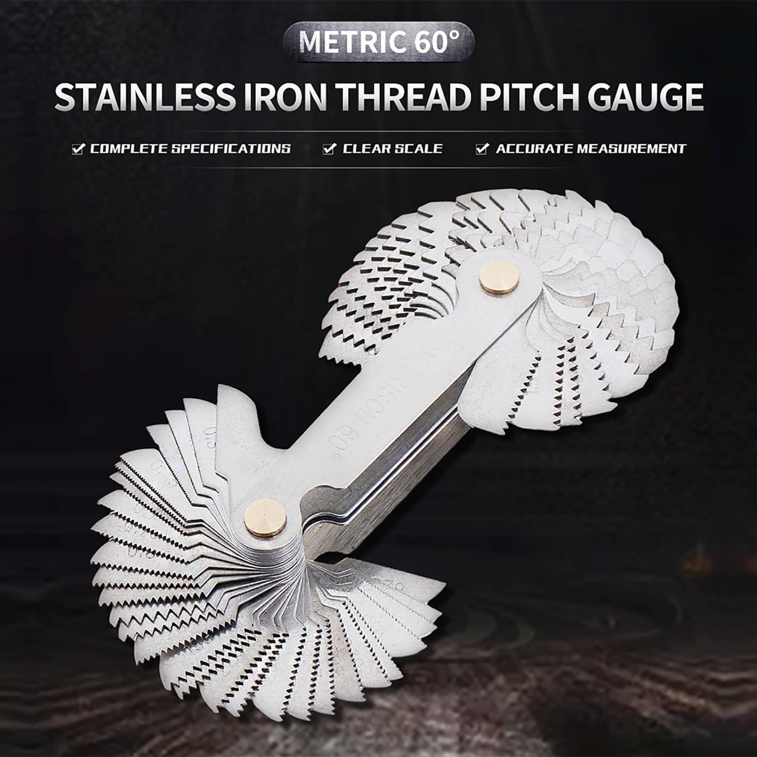 Screw Thread Pitch Cutting Gauge Tool 58Pcs/Set Stainless Steel Metric & Imperial & US Screw Gauge SAE Whitworth 55 Degree & Metric US 60 Degree Thread Pitch Gauge for Industrial Measurement image number 1