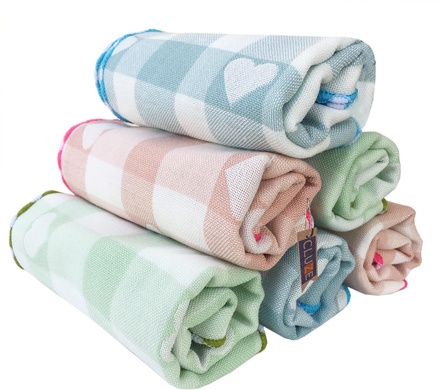 CLUZE Women Heart Printed Handkerchief - Cotton Hanky, Face Towel (Light Color) (Size 25X25 Cm) image number 5