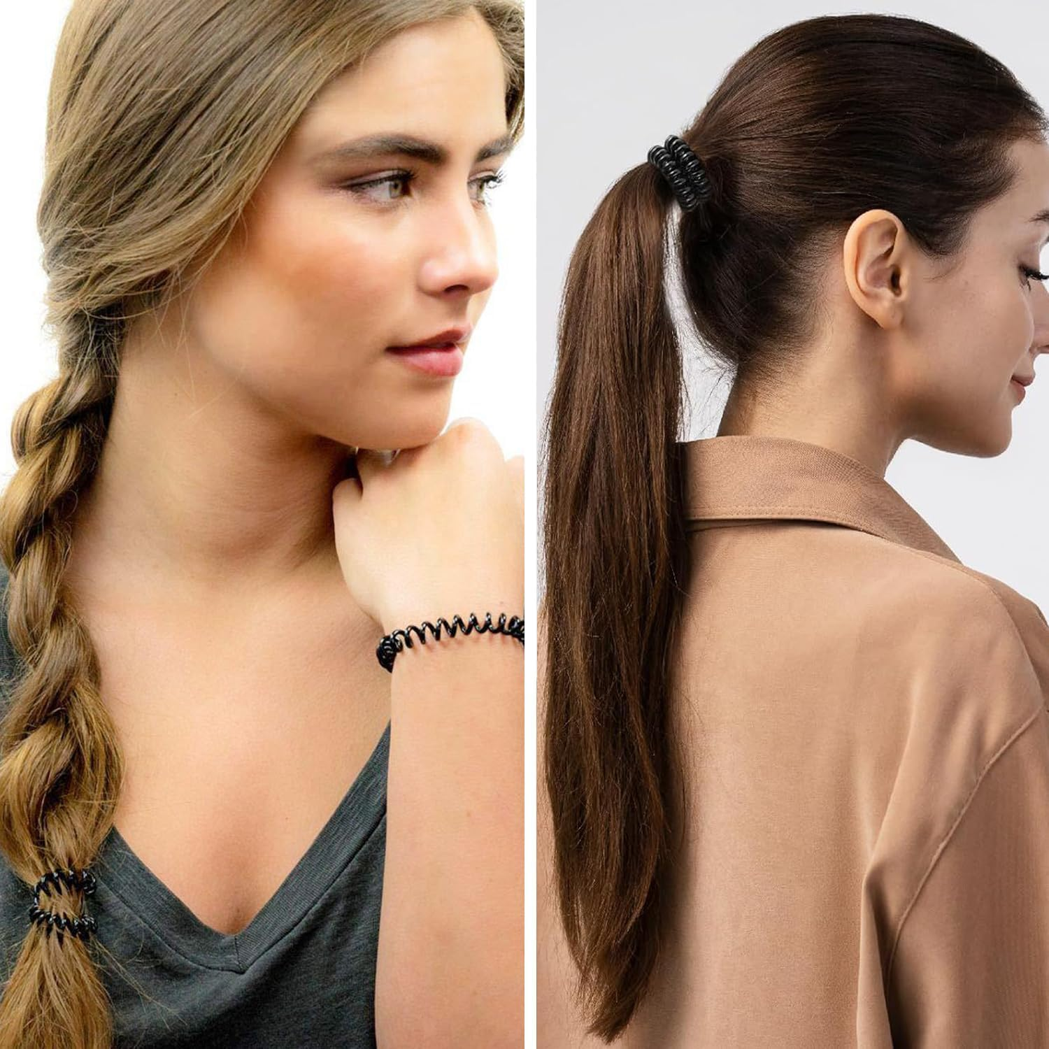 TRKETK Pack of 24 Spiral Hair Bobbles, Elastic Hair Bobbles, Telephone Cable, Plastic Spool, Hair Bobbles, Spiral Telephone Cable, Hair Band, Elastic Hair Band for Girls and Women image number 4