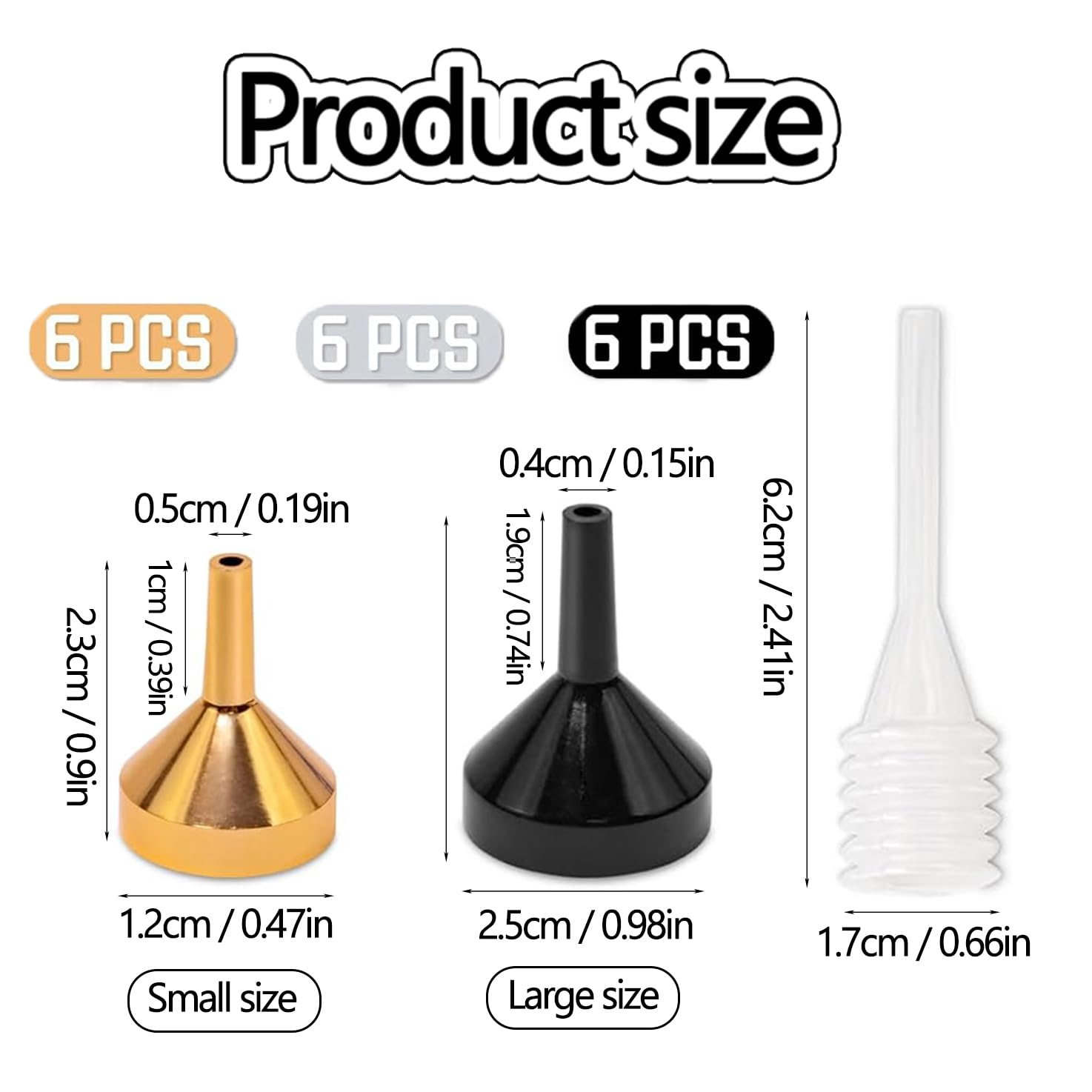 WADY 22 Pcs Small Metal Funnels with 4 Pack Mini Pipette, Metal Small Funnel Aluminum Alloy Funnel for Filling Bottles and Transferring Cosmetics Perfume, Kitchen Gadgets Accessories (Small) image number 4