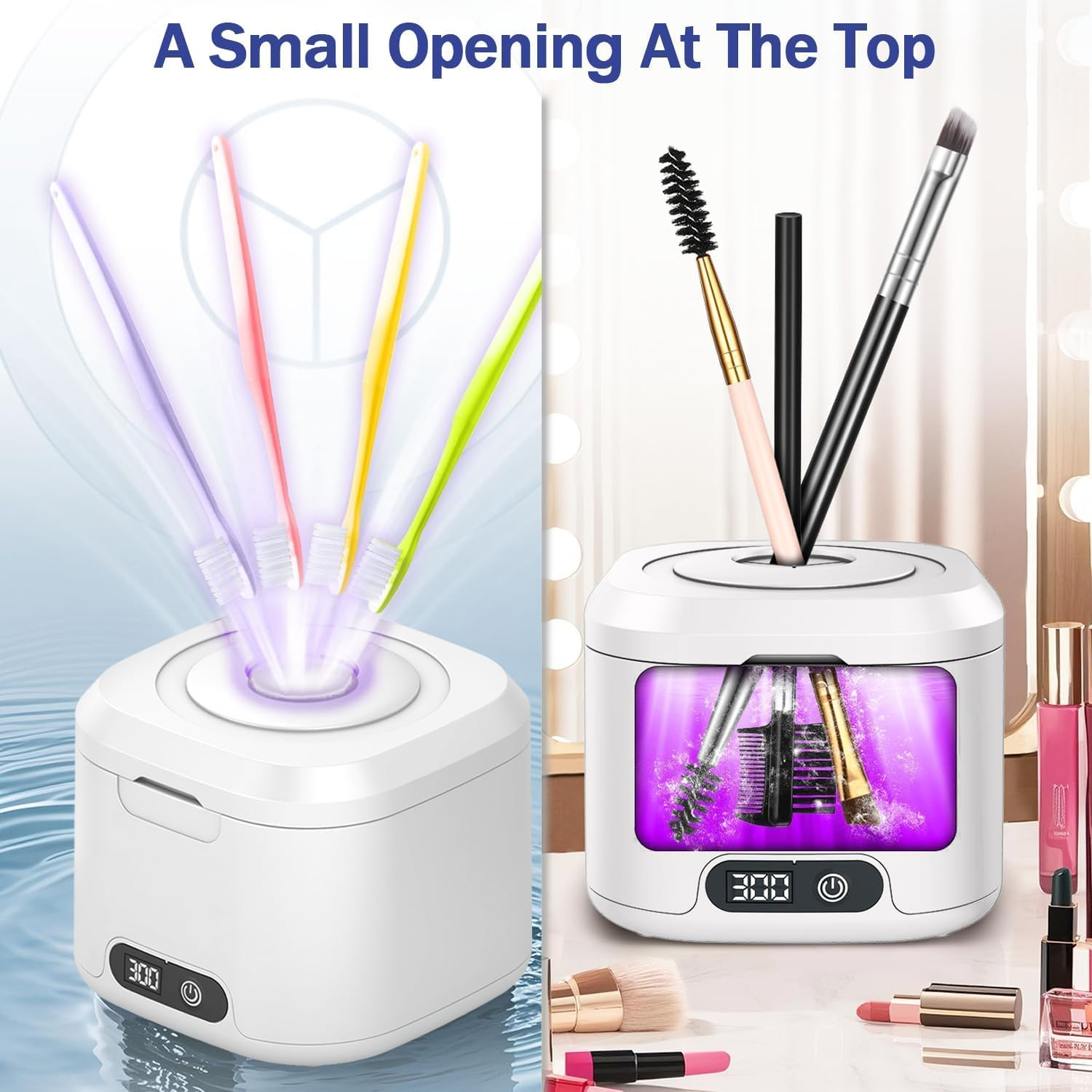 Ultrasonic Retainer Cleaner Machine, 49Khz Portable Dental Retainer Cleaner Pod for Dentures, Mouth Guards, Braces, Toothbrush Heads, Jewelry, 340ML Jewelry Cleaner Deep Cleaning, 4 Modes with Digital Timer image number 5