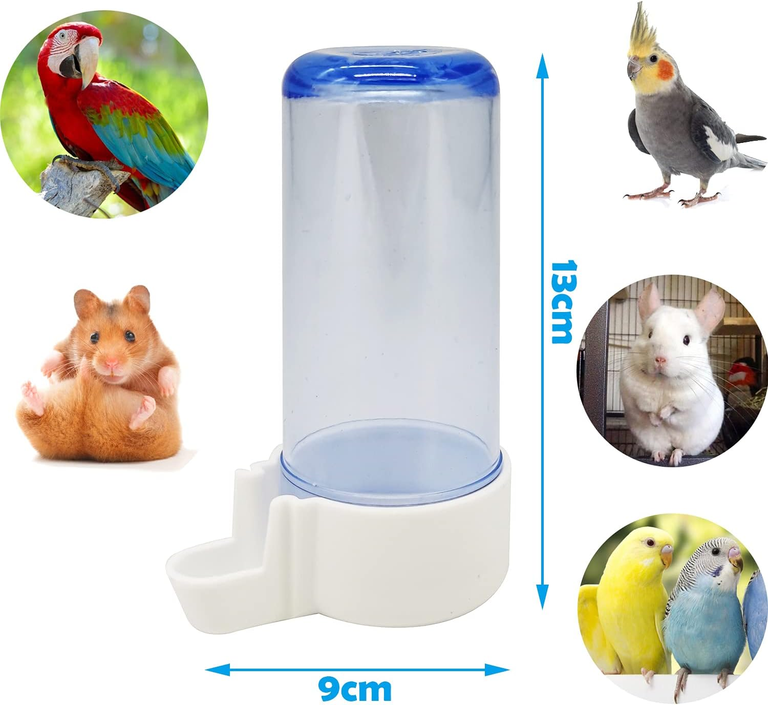 BPS Pack of 2 BPS-15403 Feeding Bowl/Water Bottle for Large Cage for Parrot, Rabbit, Size L, Length 13 Cm image number 1