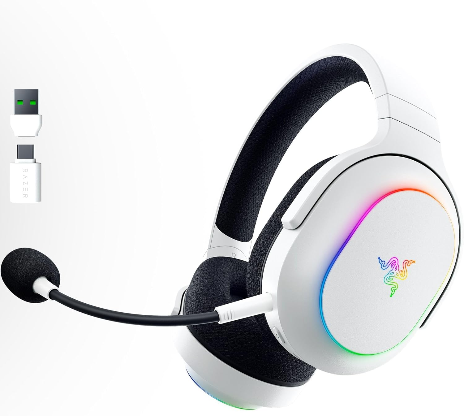 Razer Barracuda X Chroma (White Edition) Wireless Gaming Headset, Triforce 40Mm Driver, Removable, Hyperclear Cardioid Microphone, 70 Hour Operation, 2.4 Ghz/Bluetooth Fast, RGB Compatible, PC / PS5 image number 6