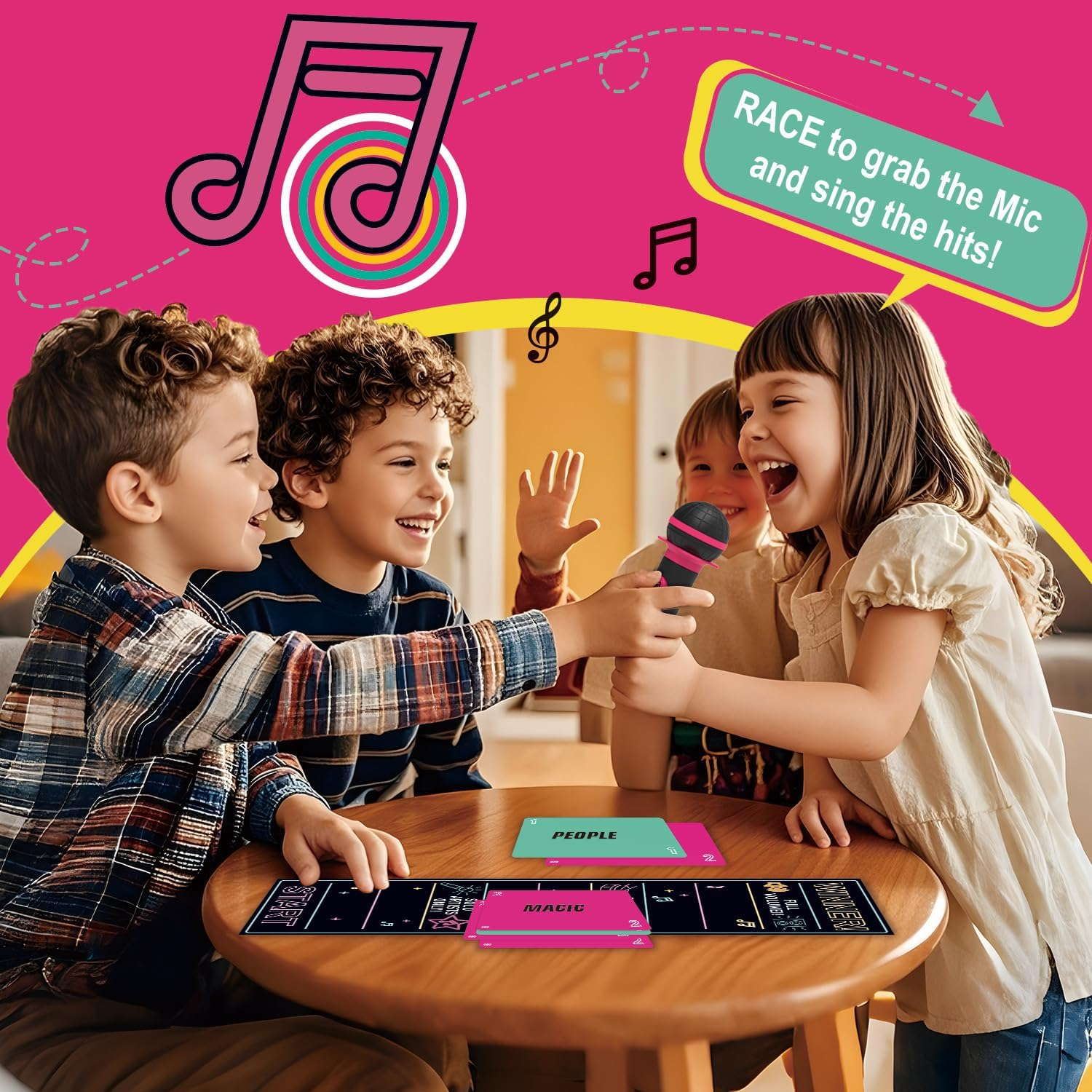 ADTZYLD Grab the Mic Karaoke Party Game &ndash; Fun Family & Friends Singing Game for 2-10 Players, 125 Song Cards, Hilarious Music Challenge for Game Nights, Birthdays & Gifts (Ages 8+) image number 4