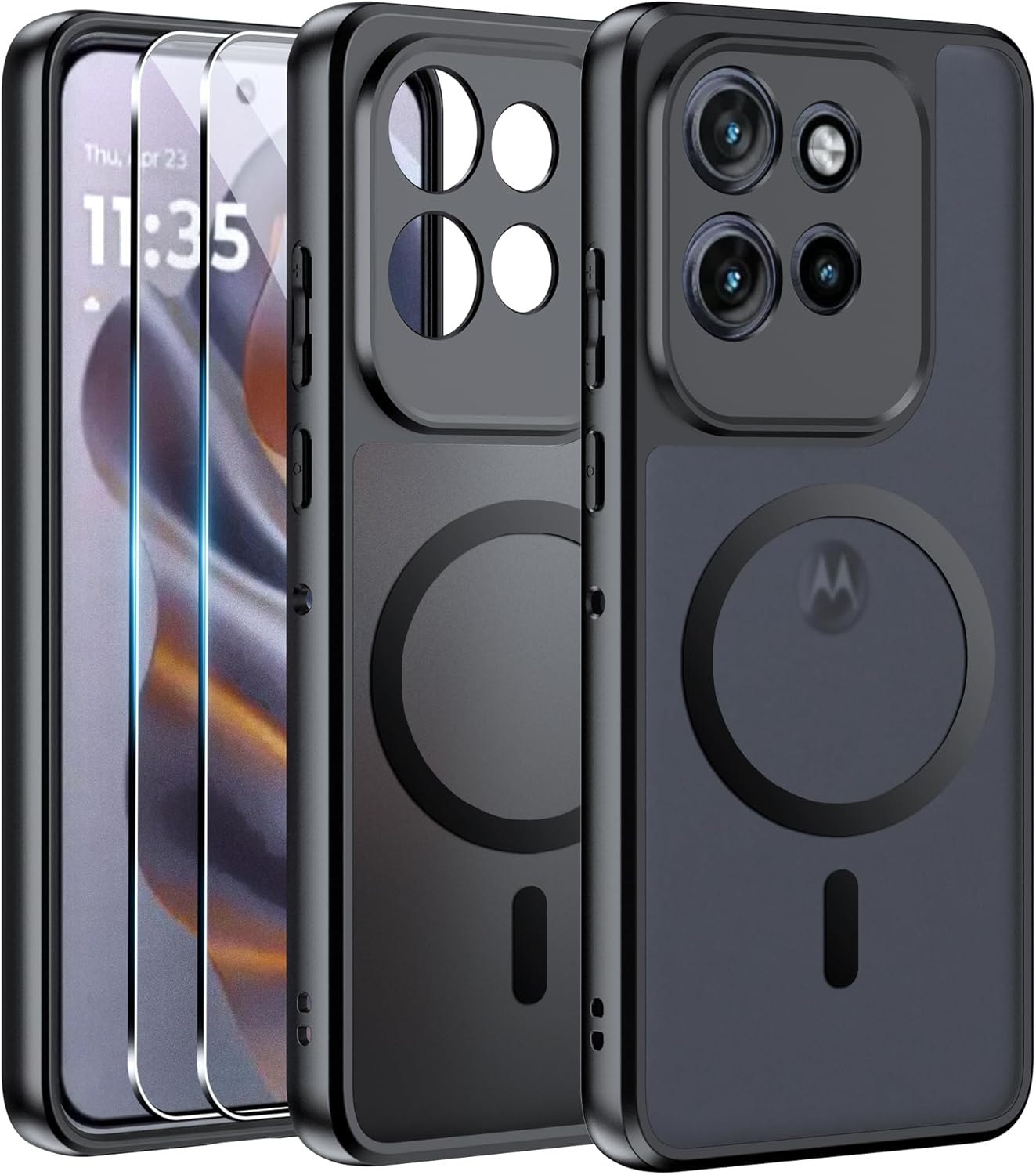 Effcotuo Magnetic Case for Motorola Moto Edge 60 Neo/Edge 50 Neo Case with Screen Protector for Tempered Glass Screen Protector with Magsafe Acrylic Protective Case Full Magnet Matte Mobile Phone Case image number 2