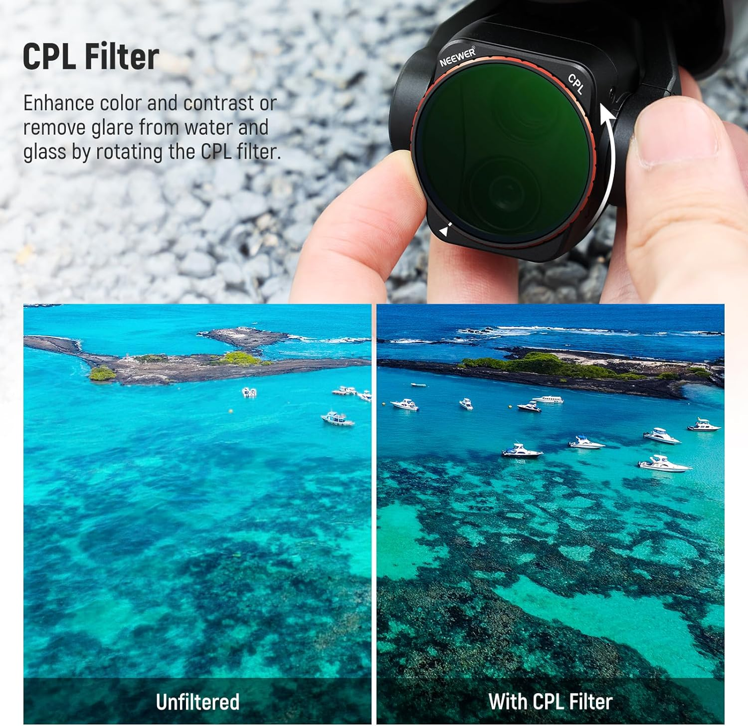 NEEWER ND CPL UV Filter Set Compatible with DJI Air 3, 6 Pack ND8 ND16 ND32 ND64 UV CPL Polarizer Neutral Density Filter Kit, Multi Coated HD Optical Glass/Secure Attach/Lightweight Frame