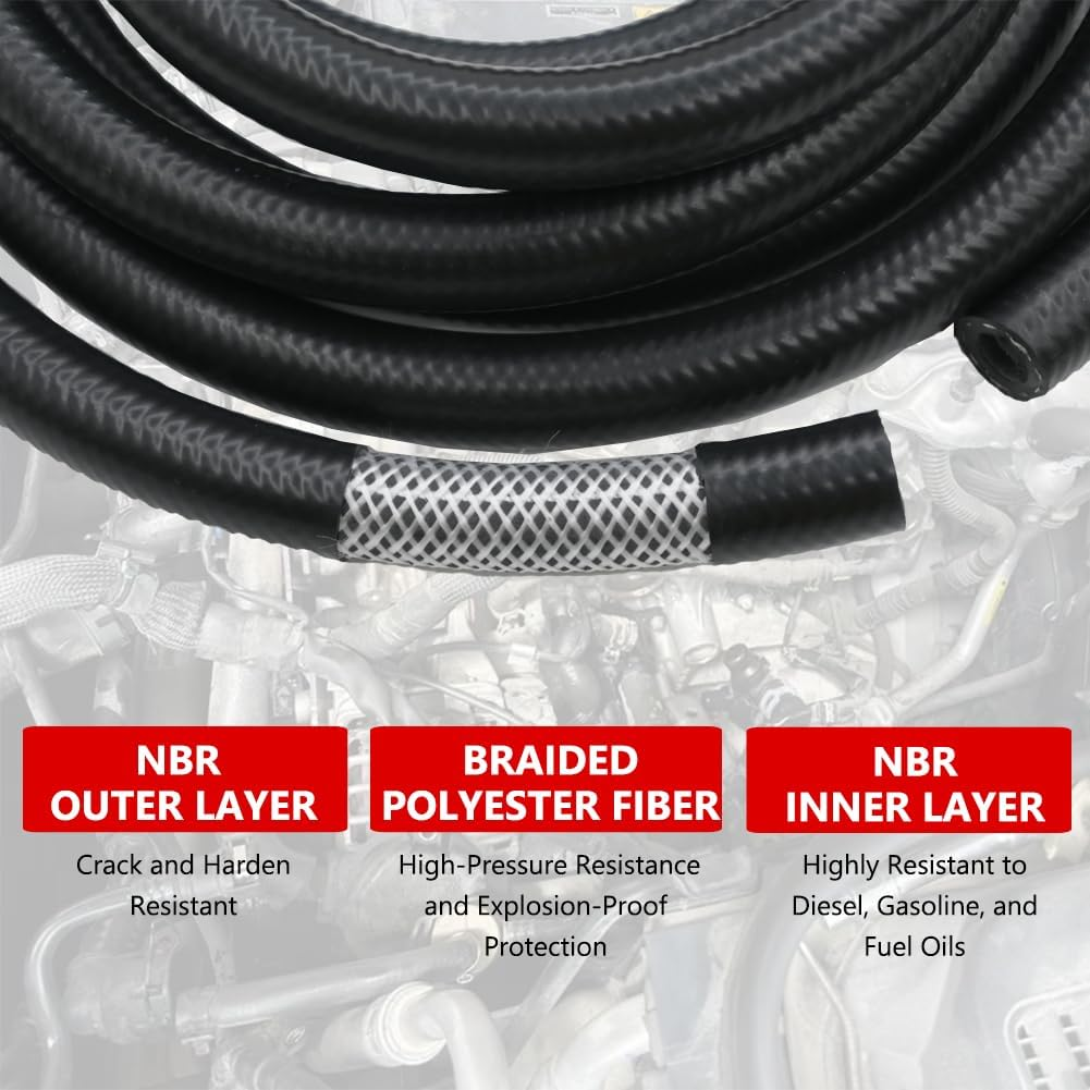 3/8 Transmission Cooler Hose 10Mm High Pressure Push Lock Fuel Injection Hose 300PSI 5FT image number 3