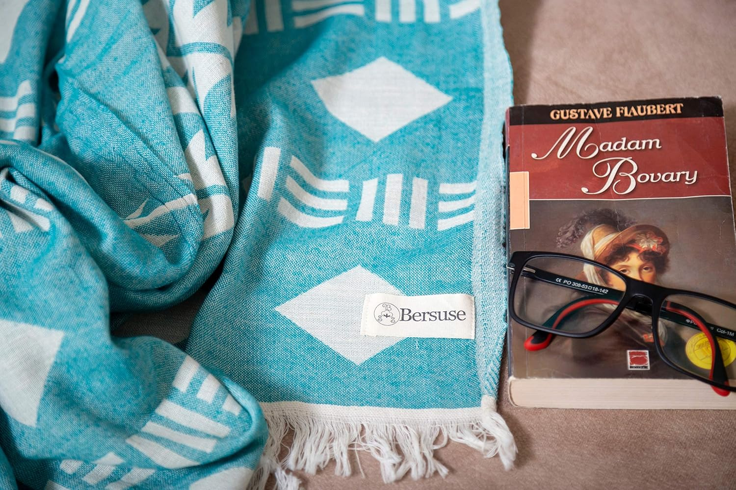 Bersuse 100% Cotton Belize XL Throw Blanket Turkish Towel - 75X90 Inches, Aqua image number 6