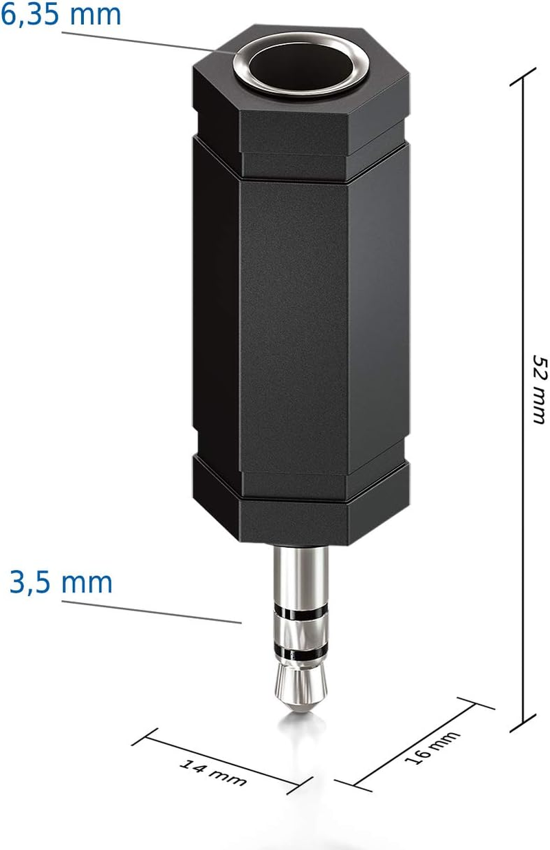 Deleycon Stereo Audio Jack Adapter 3.5 Mm Male to 6.3 Mm Female Hifi Jack Converter Adapter Plug Receiver Home Cinema Headphones Pack of 2 image number 2