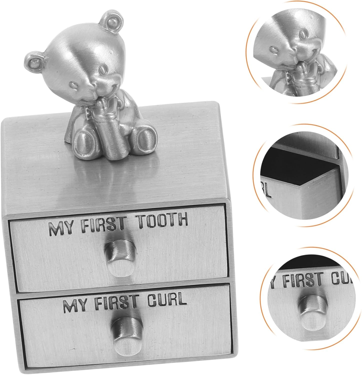 Double Metal Tooth Holder Fetal Hair Keepsake Box Stylish Organizer for Storing First Tooth Hair Nursery Decor Compact Portable Design image number 5