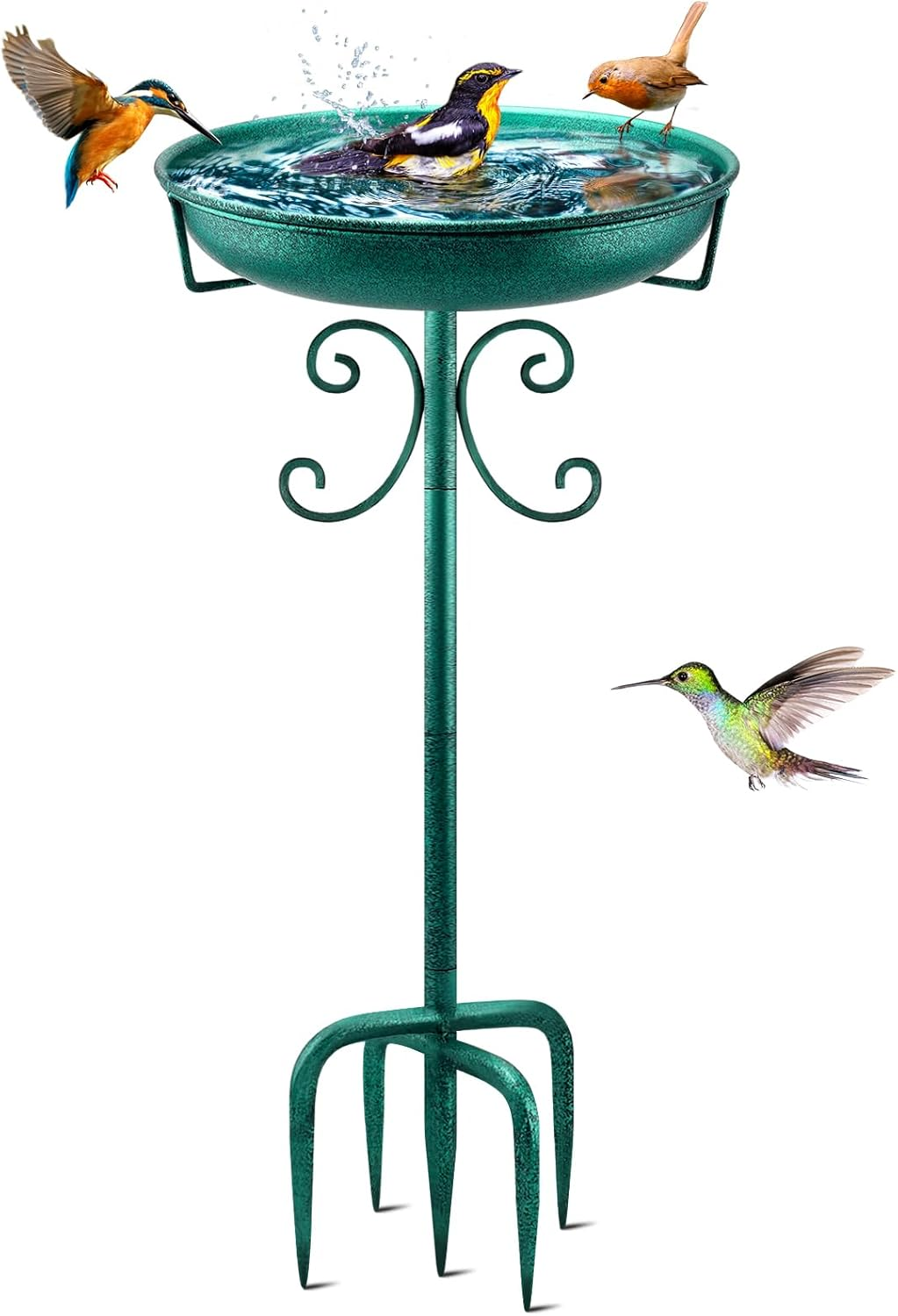 Daoeny 35In Bird Baths for Outdoors, Vintage Outdoor Freestanding Birdbaths & Birdfeeder, Bird Bath Feeder Bowl with Metal Stake Garden Patio Yard Lawn Decor, Upgraded 5-Pronged Base (Antique Bronze)