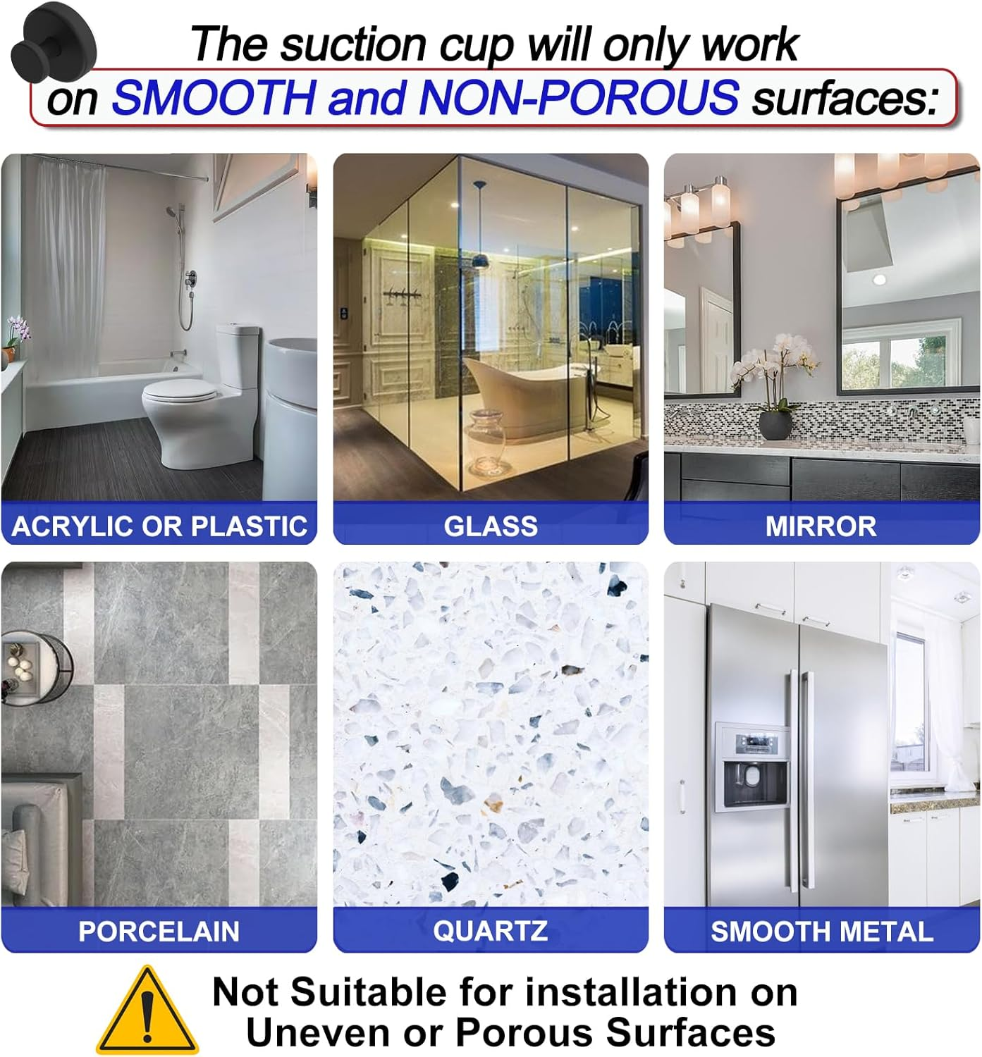 Bntuk Suction Cup Hooks for Shower, Removable Towel Hooks for Bathroom Window Glass Door Wall, Bath Robe Looafh Hook for Hanging - 2 Pack, Black image number 1