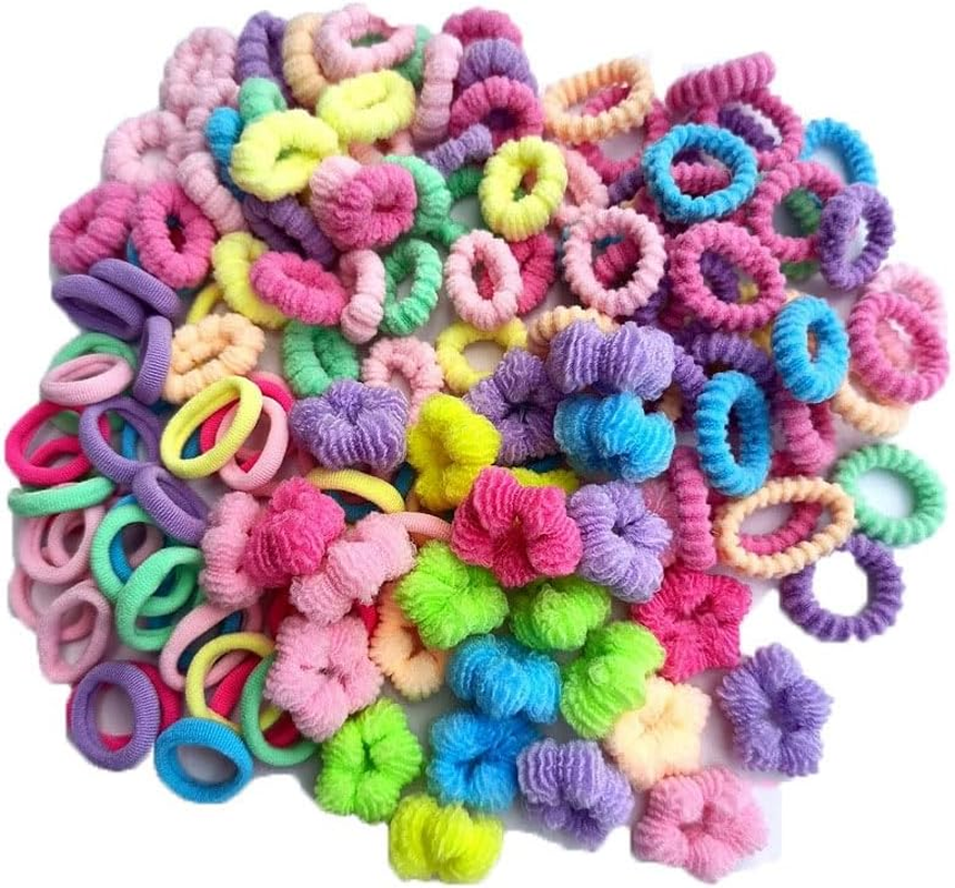 4 Textures Baby Hair Ties Seamless, Seamless Cotton Toddler Hair Ties,Seamless Cotton Ponytail Holders for Kids, Women,0.8In Soft & Stretchy Hair Bands, No Damage, Easy off Tiny Scrunchies(300Pcs) image number 4