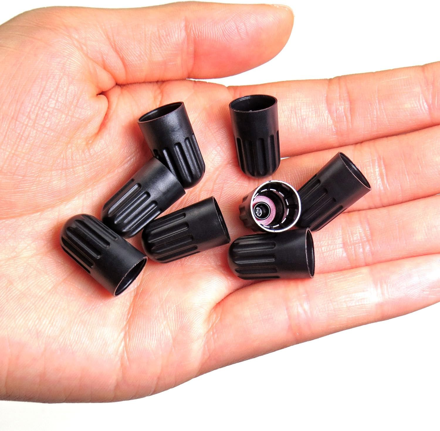 Plastic Valve Stem Covers Black Tire Valve Caps with Gasket Universal Long Air Dust Covers Fit TPMS20008 Rubber Valves (8 Pack) - Model 2 image number 5