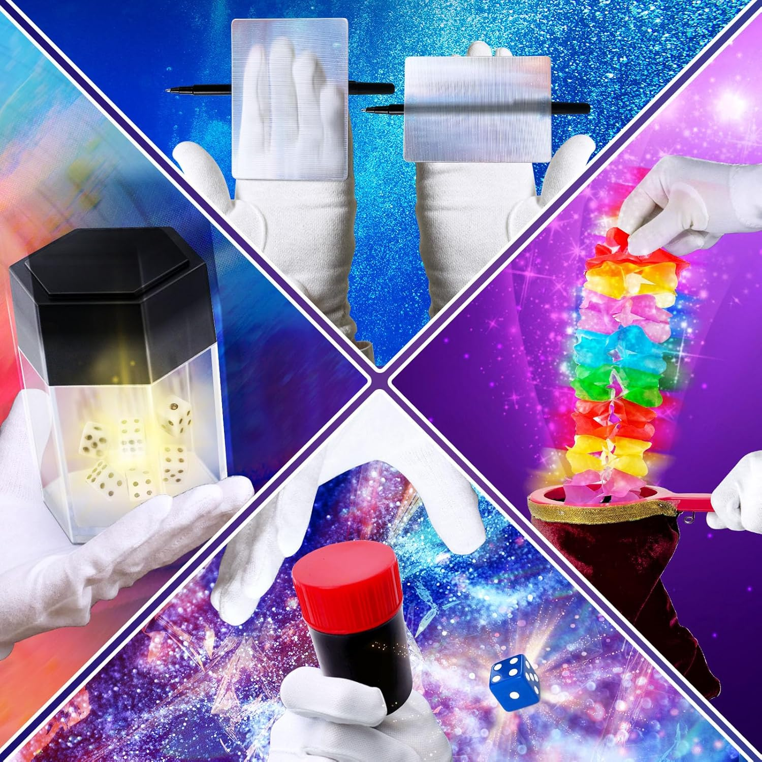 PATIFEED Kids Magic Kit, Magician Costume for Pretend Play, Magic Set with Instructions for Each Trick for Kids Ages 6 7 8 9 10 11 12 image number 2