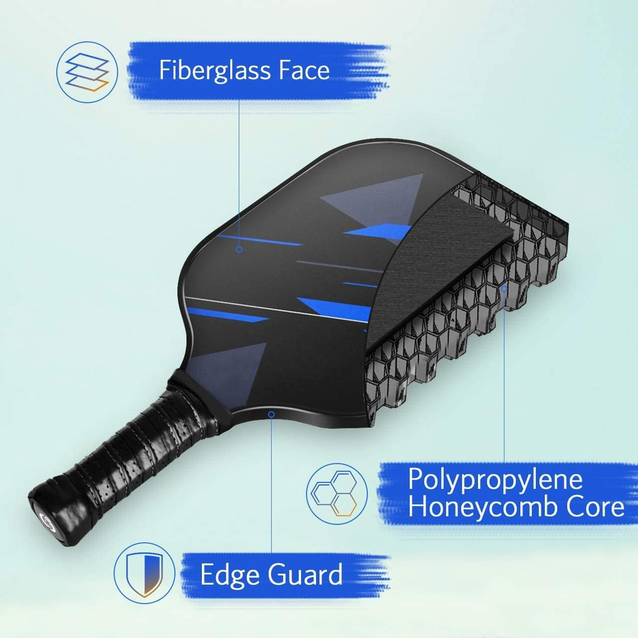 Pickleball Paddles USAPA Approved Lightweight Pickleball Rackets, Durable Fiberglass Surface with Polypropylene Honeycomb Core, Cushion Grip and Carry Bag for Beginner image number 4