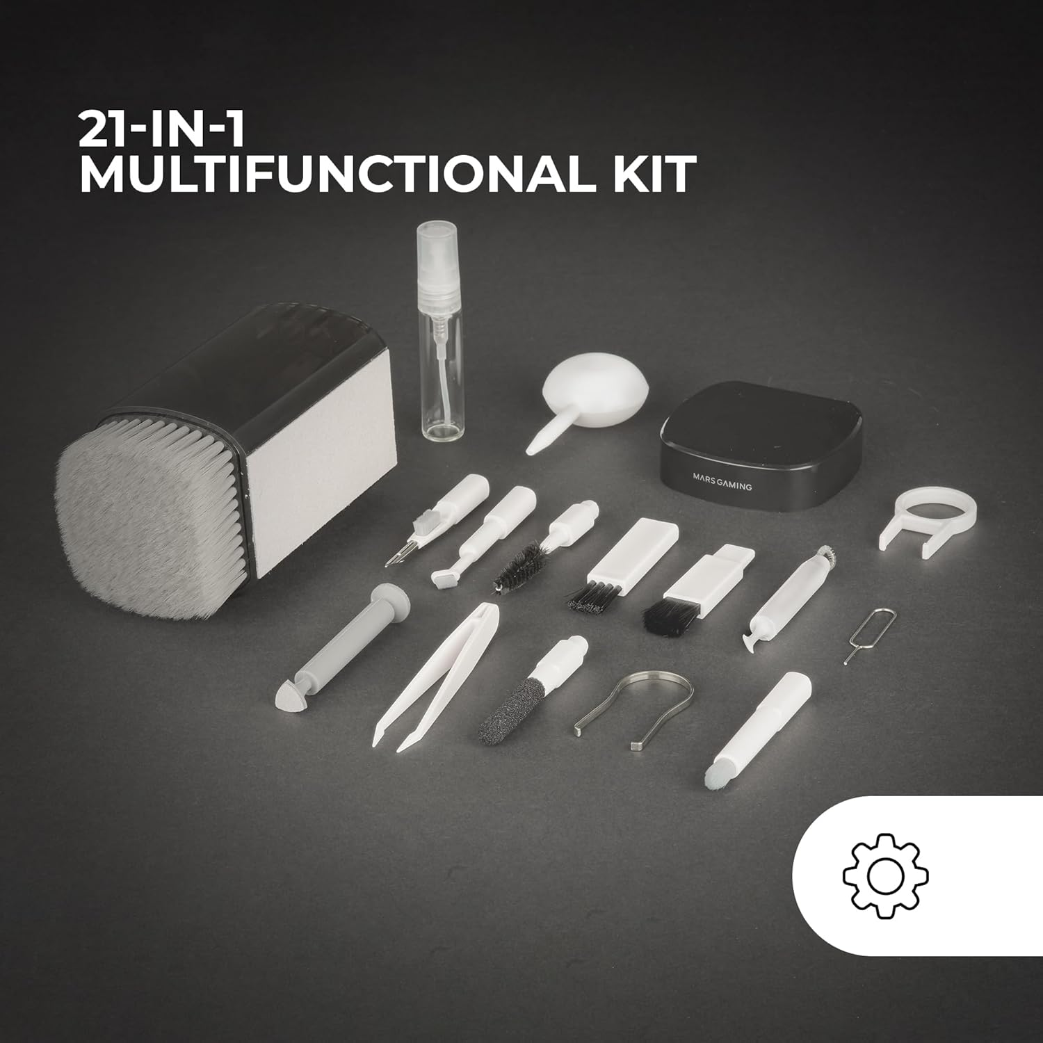 Mars Gaming MA-KIT Multifunctional Cleaning Set 21-In-1, Compact and Portable Design, Soft Brushes and Lint-Free Cloth, Professional Cleaning Kit for Electronics, Button Remover, Case image number 3