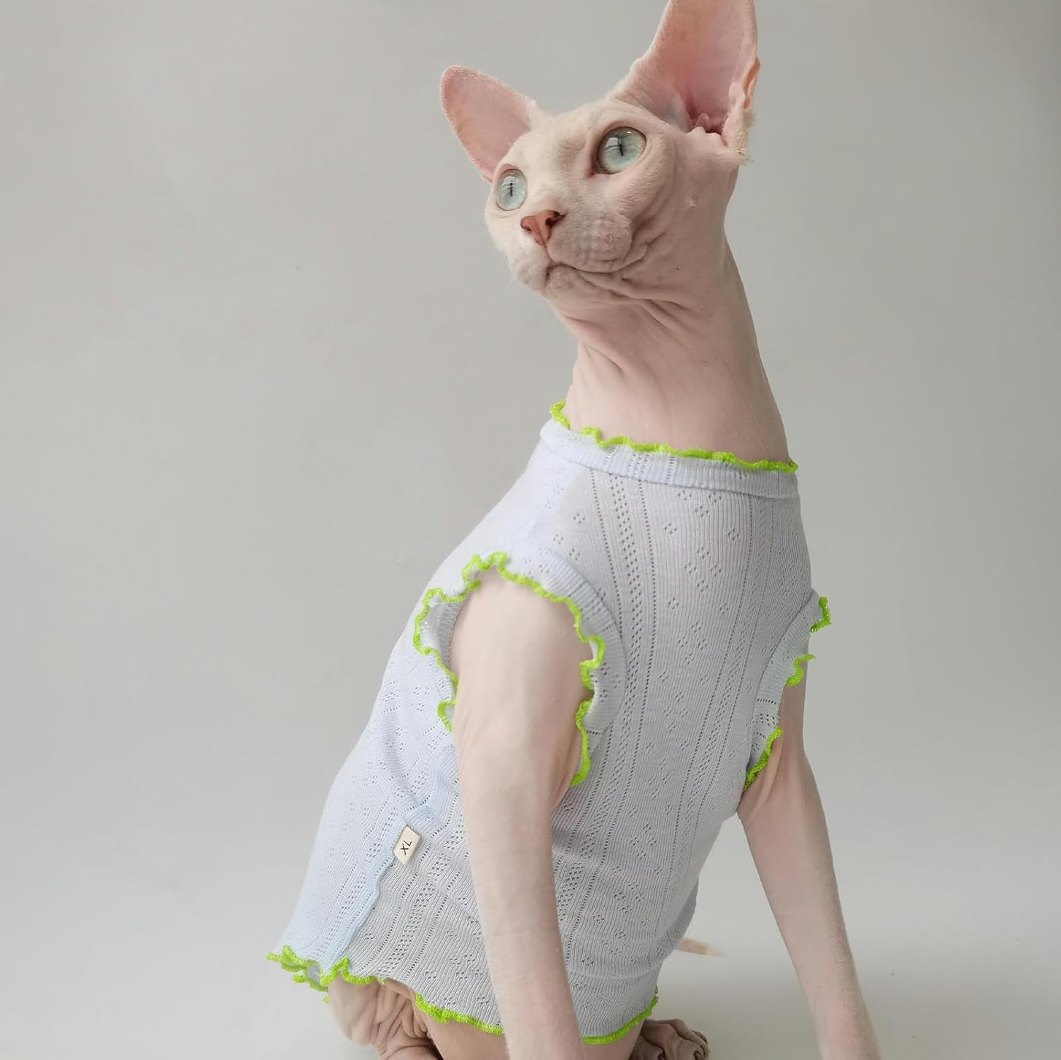 IUOUTG Sphynx Cats Shirt Hairless Cat Clothes Summer Sleeveless Thin Kittens Vest Funny Pullover Cat Pajamas for Sphynx, Cornish Rex, Devon Rex