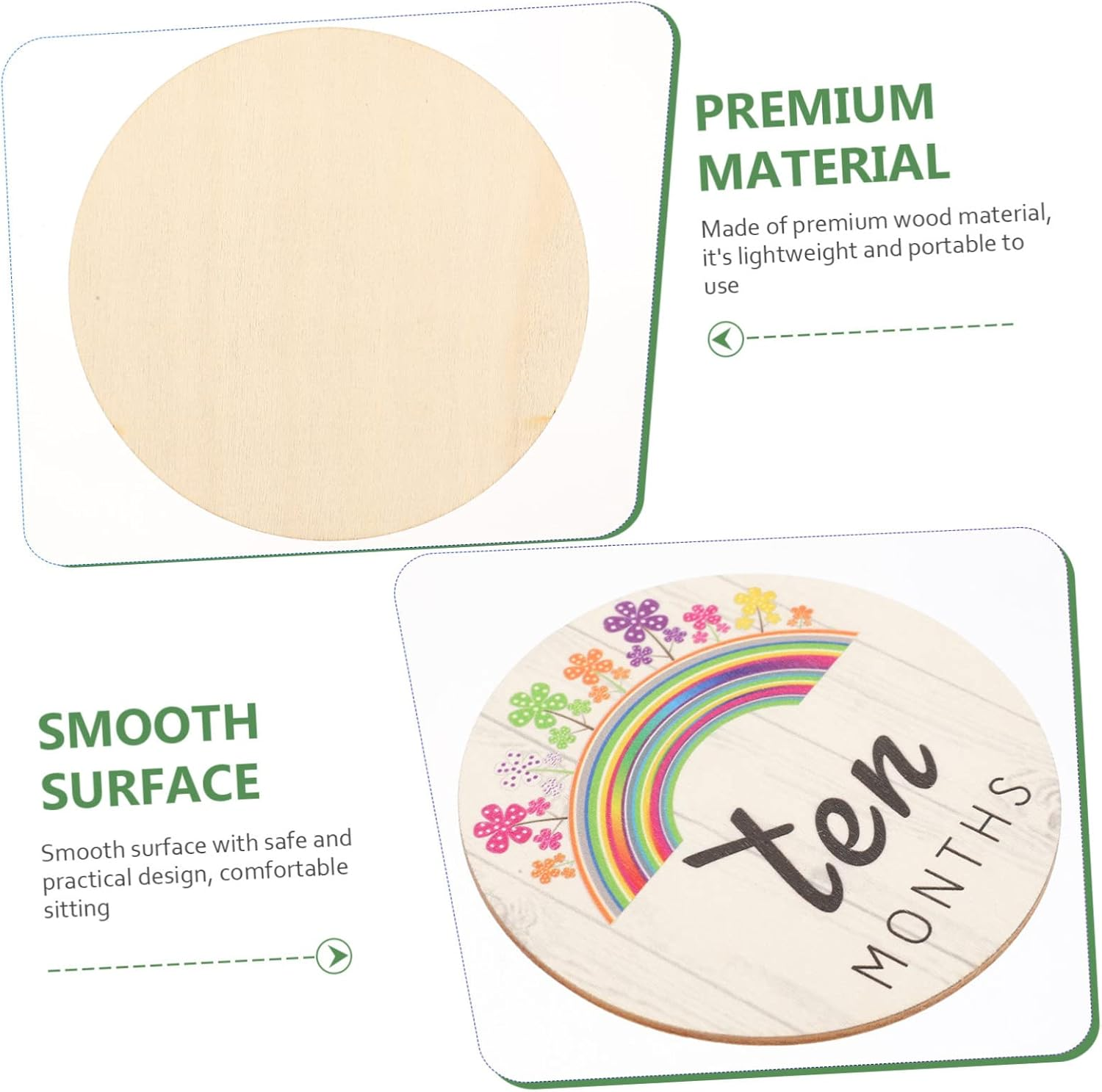 14Pcs Wooden Monthly Milestone Cards for Newborns Year Gifts Milestone Cards Supplies image number 2