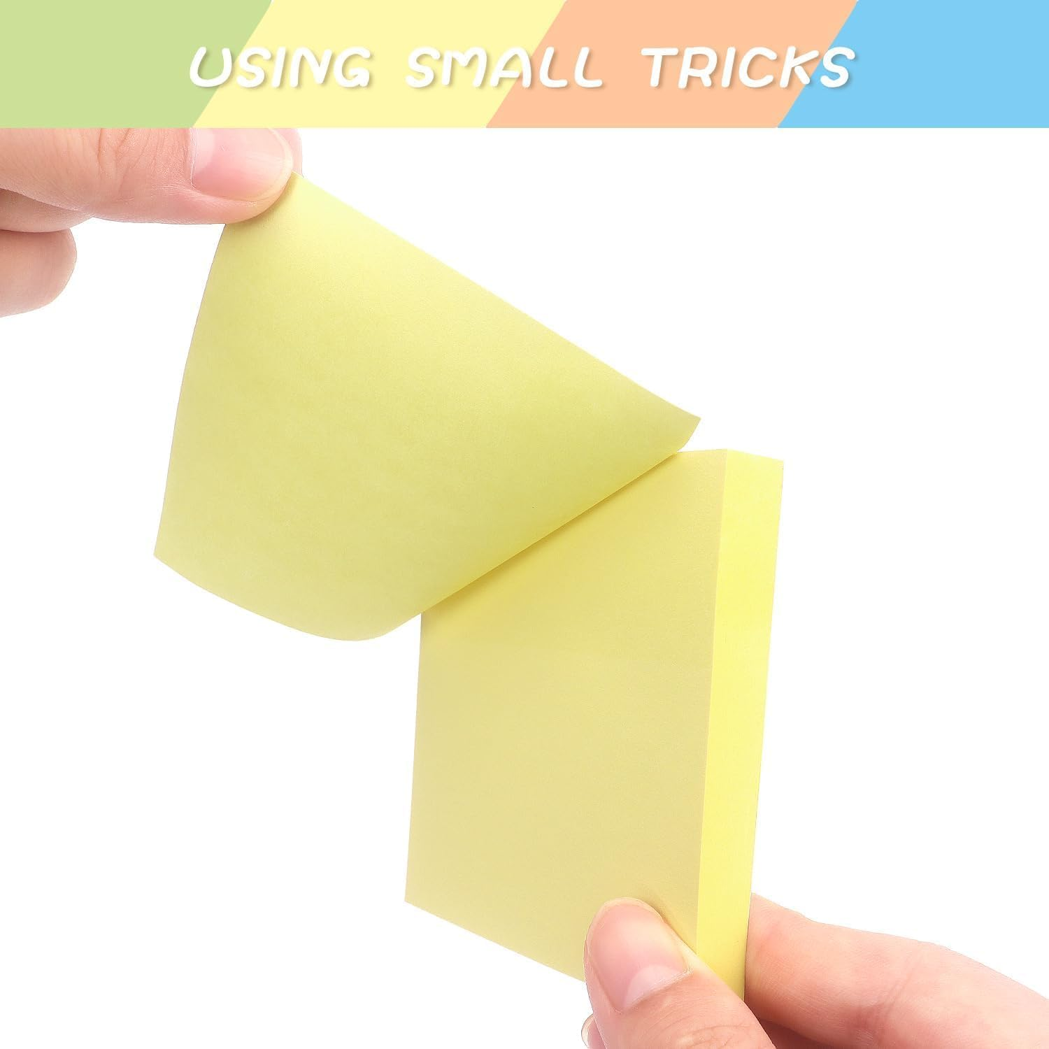 Sticky Notes 3X3 Self-Stick Notes Pads with 6 Bright Colors, Easy to Post for Office, Shool, Home,Restaurant,6 Pads/Pack, 50 Sheets/Pad-Yellow
