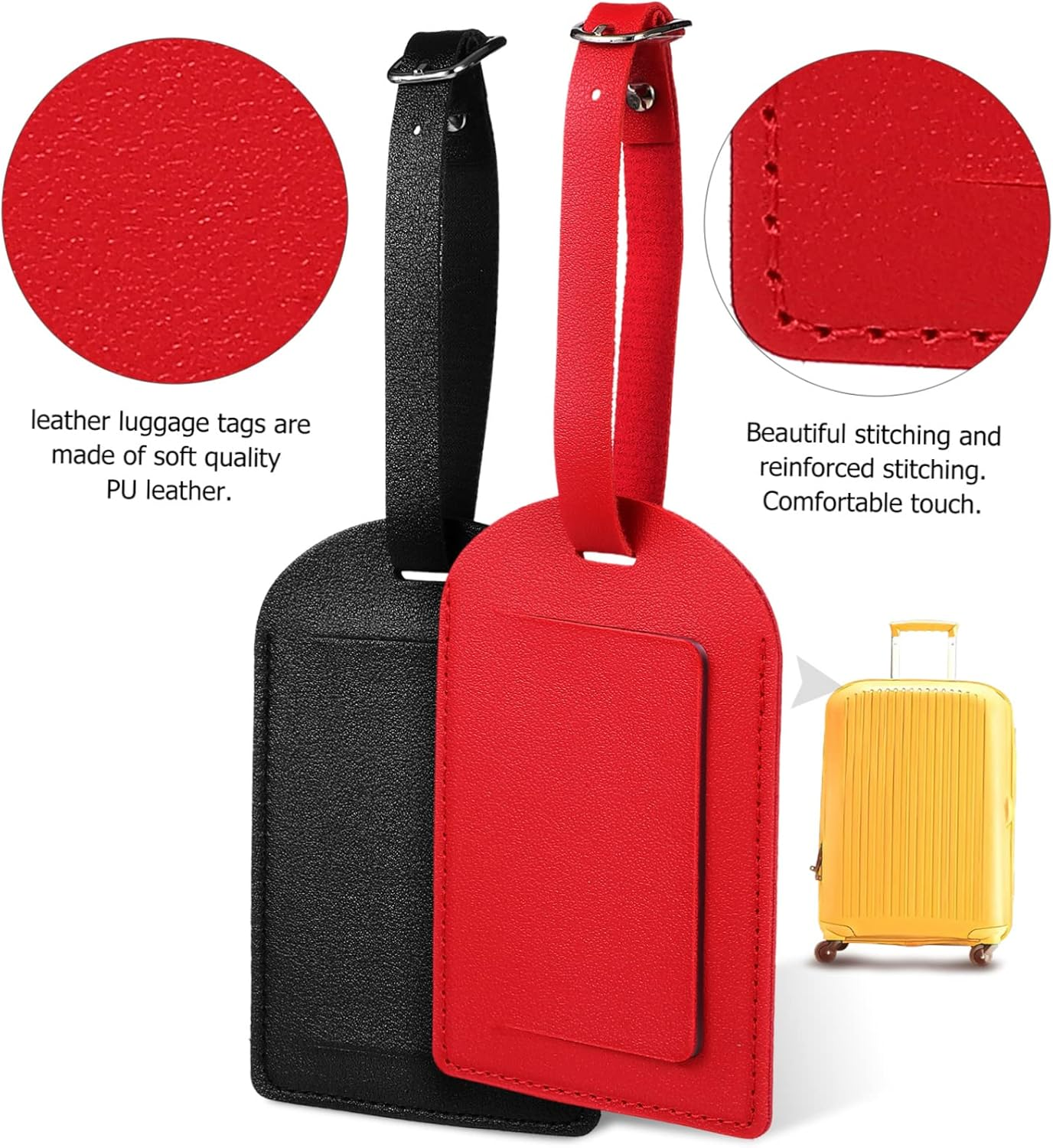 Gatuida 8Pcs Leather Suitcase Luggage Tags Travel Accessories Adjustable Straps Privacy Flap image number 1