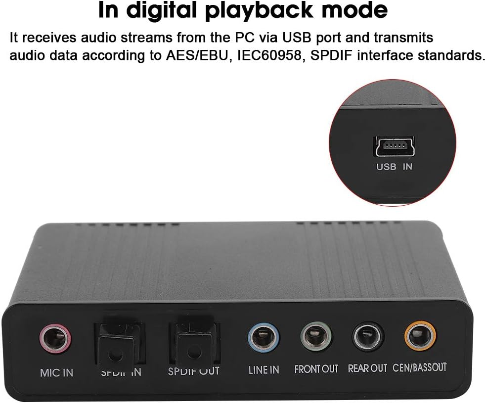 External Sound Card for Laptop, DM HD10 Aluminium Sound Card for Karaoke Recording, USB 5.1 Optical Sound Card. image number 5