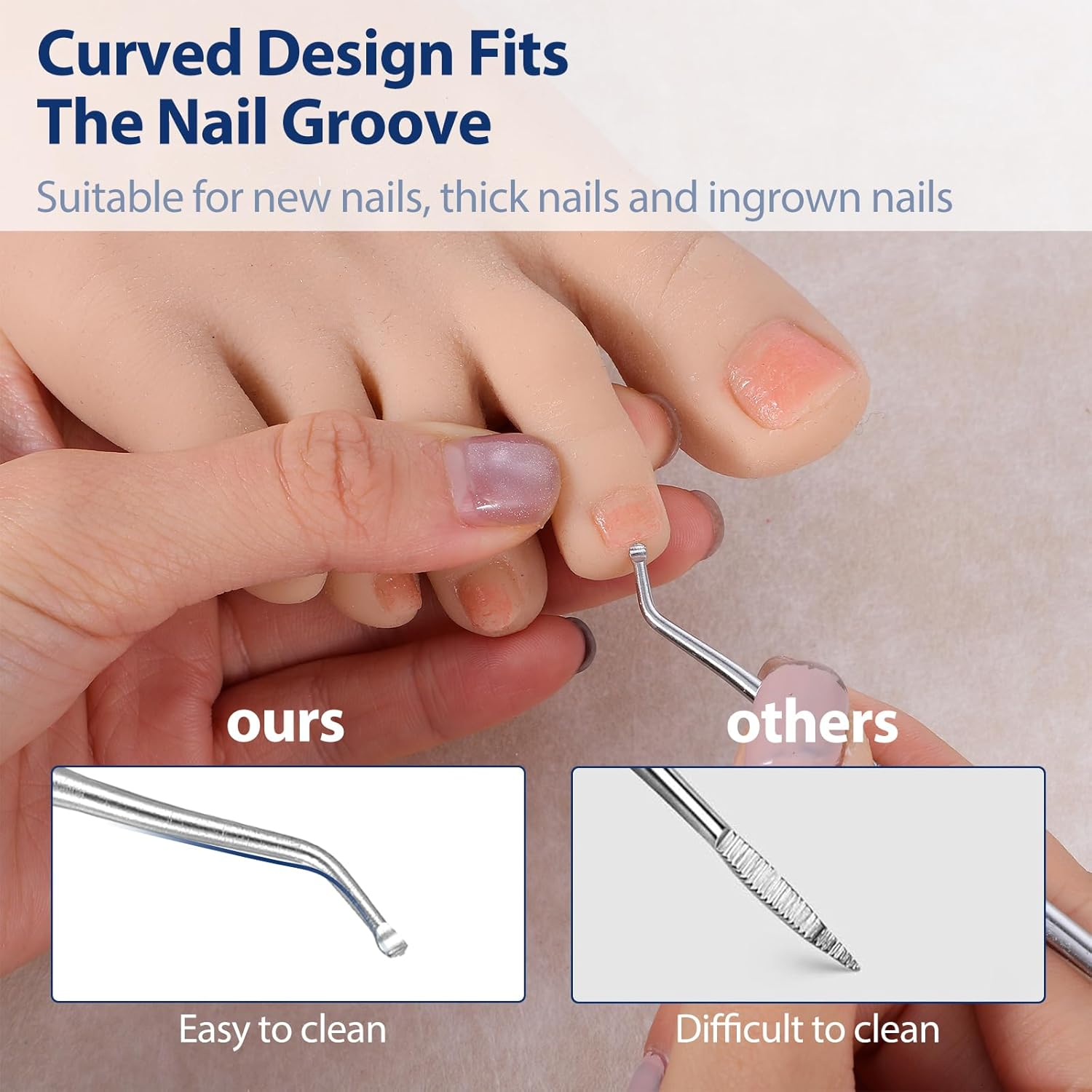 YBEATY 4PCS 3-In-1 Nail File Kit Stainless Steel Toe Nail-Care Kit Non-Slip Metal Fingernail Filing with Ingrown Lifter Thumb Guard Durable Nail Care Tool for Men Women Thick Nailsseniors Dogs image number 4