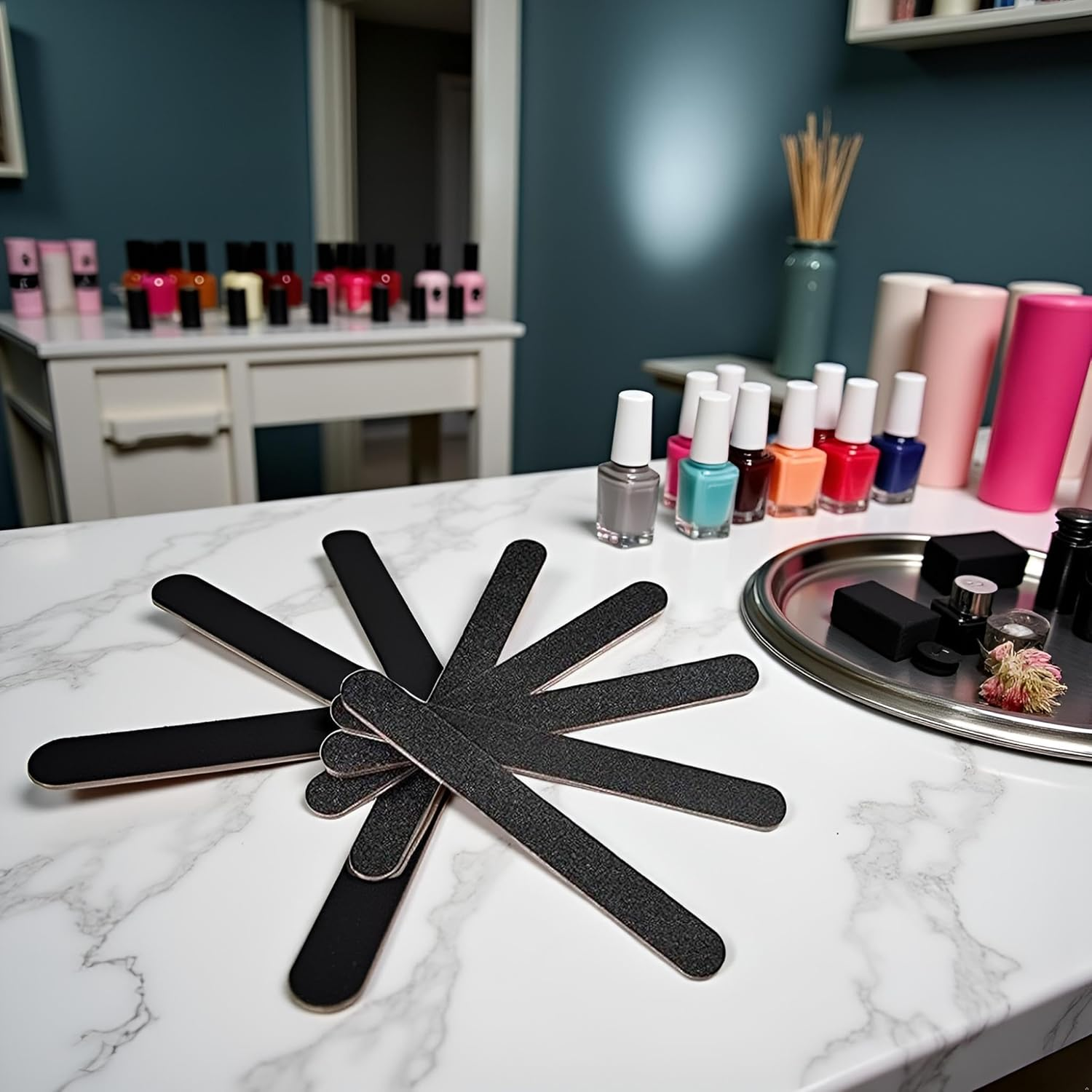 5Pcs Black Large Professional Nail Files Emery Boards,Jumbo Professional Nail Files Emery Boards Buffers Grit 100 Creative and Exquisite Workmanship image number 4