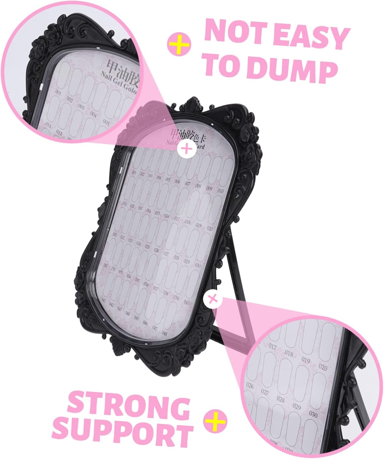 European Manicure Display Boards 3Pcs White Pink Black Relief Nail Art Cards Manicure Display Tools for Nail Salon Practice