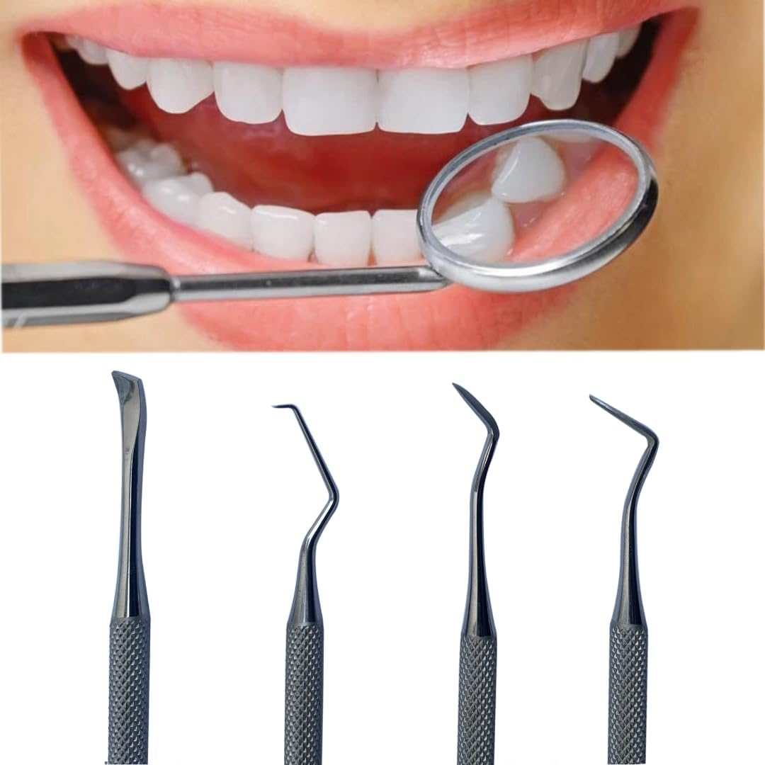 Pack of 6 Dental Tools Hygiene Kit Toothpicks - Professional Plaque Remover Teeth Cleaning Tools Dental Kit - Dental Pick Tartar Remover Oral Care Dentist Kit image number 3