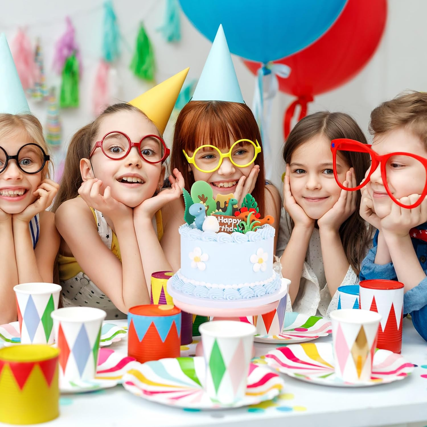 SAYHALO 21PCS Dinosaur Cake Decorations, PVC Dinosaur Eggs & Trees Cake Toppers for Kids Birthday Party, Dinosaur Cake Toppers Happy Birthday image number 3