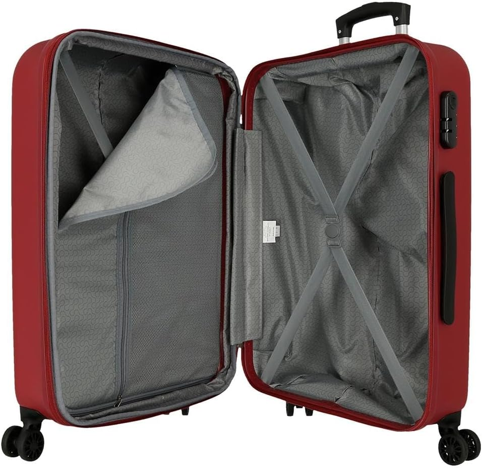 ROLL ROAD Cambodia Luggage Set Red 55/68Cm Hard ABS Combination Lock Side 93L 6.4Kg 4 Wheels Double Luggage Hand Luggage, Red, Suitcase Set, Red, Suitcase Set image number 2