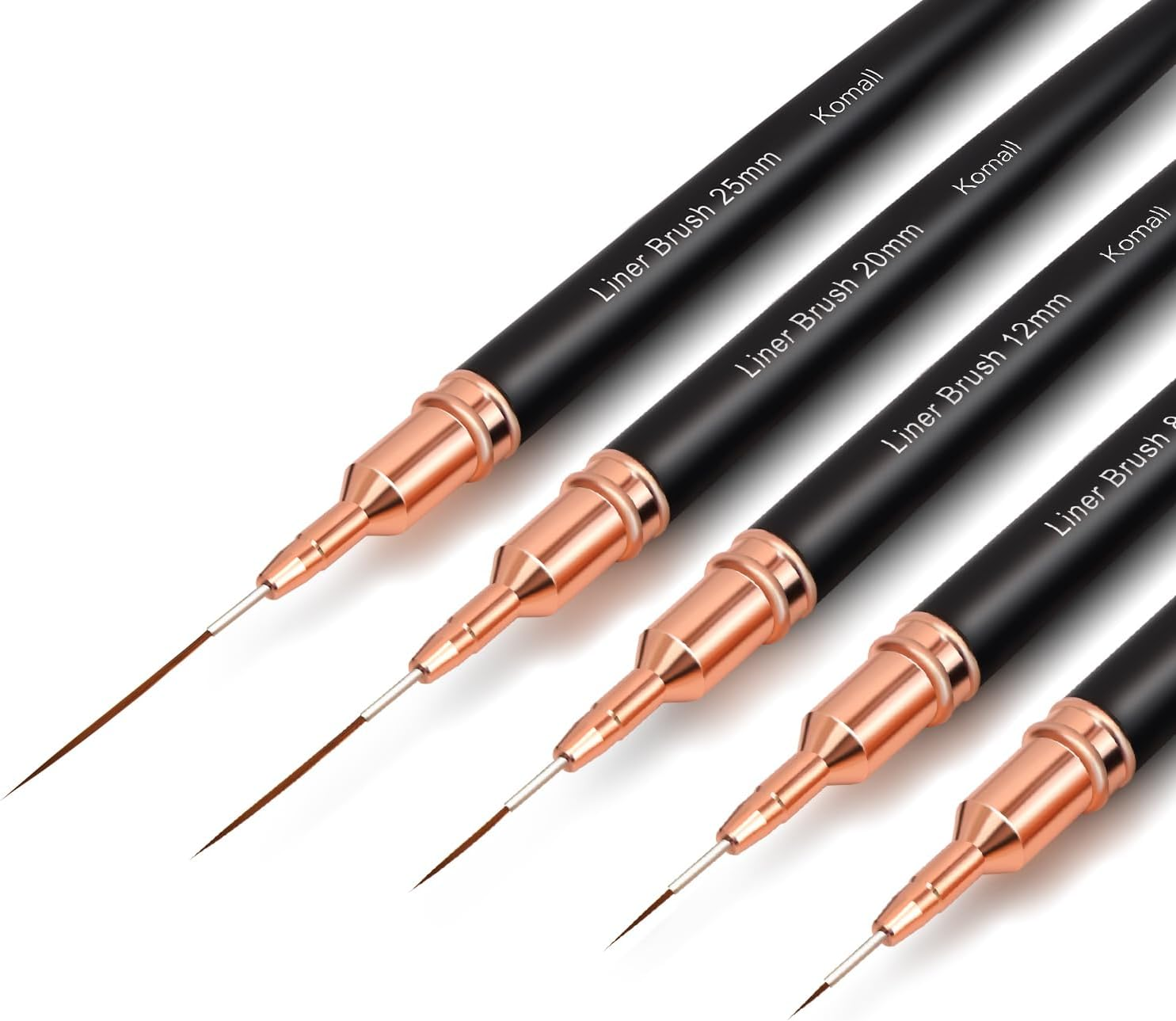 Lerpdaoo Nail Art Liner Brushes, 5-Piece Painting Nail Art Brush Set, Nail Dotting Drawing Tool for Long Lines, Thin Details, Fine Drawing Sizes 4/8/12/20/25 Mm (Black) image number 5