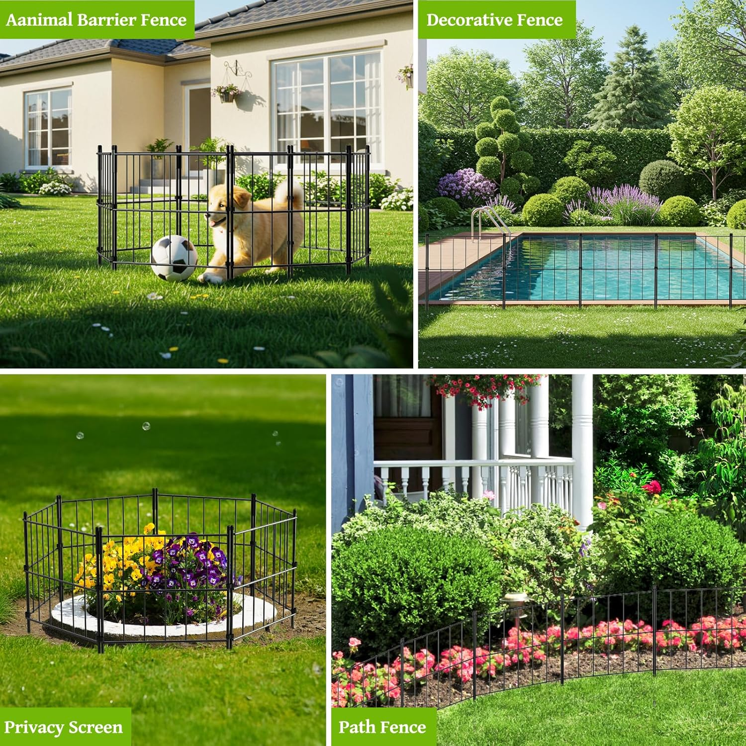 NEYCIL Garden Fence Animal Barrier, 24 Panels Edging Decor 17In(H) X 26Ft(L), Rectangle Garden Fencing Stackable 12 Panels 32In(H) X 13Ft(L) No Dig Dog Fence for Yard, Patio, Outdoor image number 4