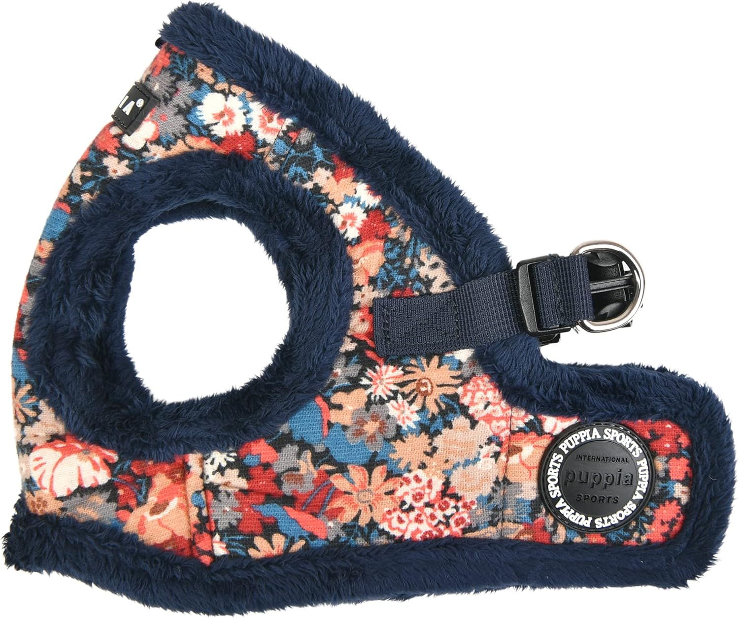 Puppia Gianni Vest Dog Harness Step-In Warm Winter Flower Pattern for Small and Medium Dog, Navy, Large