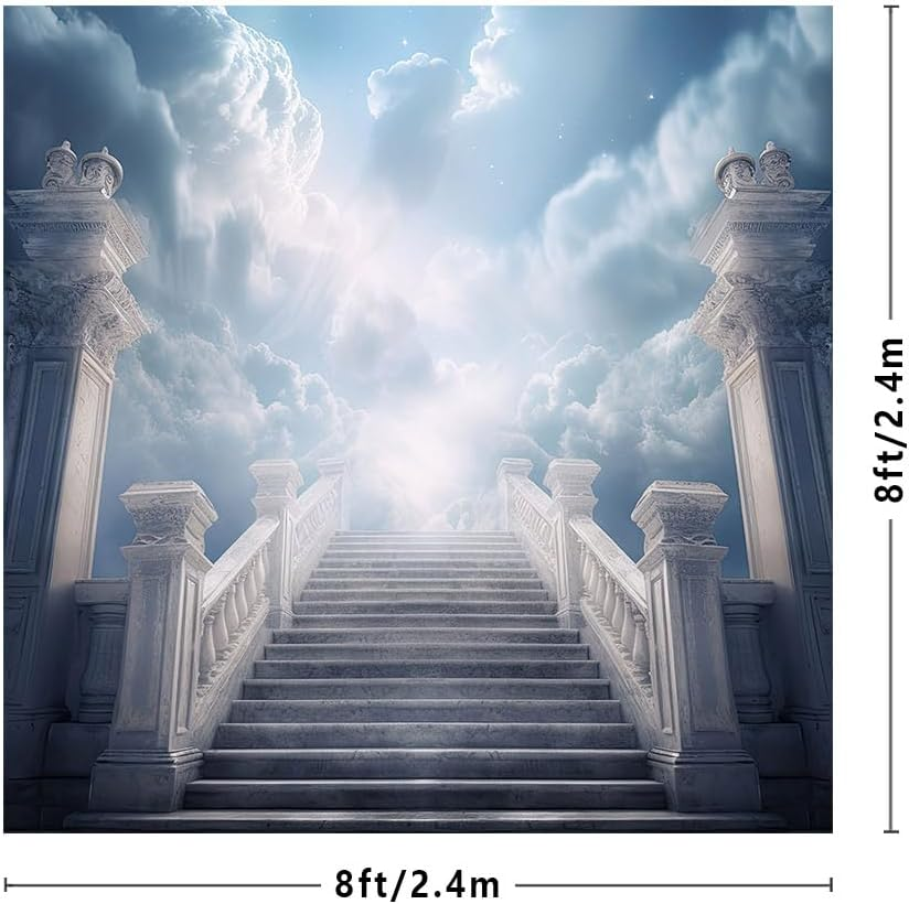 MEHOFOND Photography Backdrop Sky Blue Sky White Clouds Backdrop Adult Child Portrait Baptism Funeral Anniversary Church Decoration Banner Photo Gallery Props 2.4 image number 5