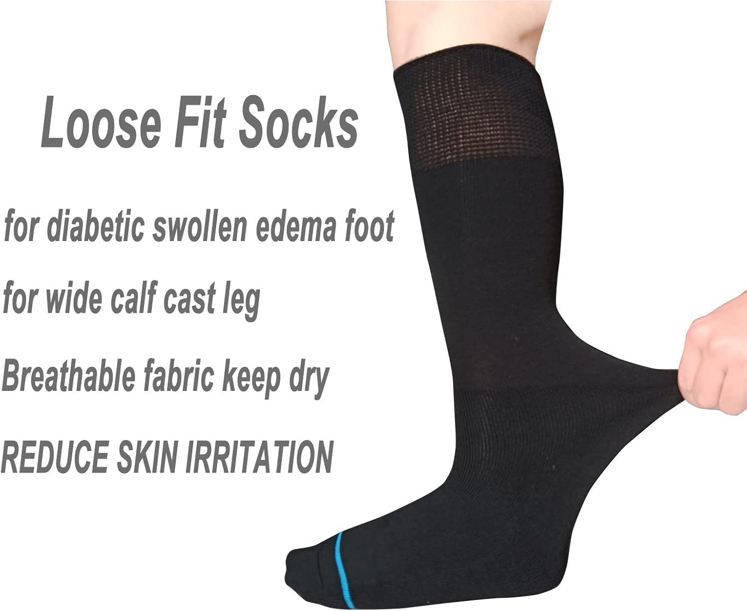 Walking Boot Socks Replacement Sock Liner for Orthopedic Walker Brace,Tube Socks under Air Cam Walkers and Fracture Boot Cast Surgical Leg Cover Black 4 Pair image number 5