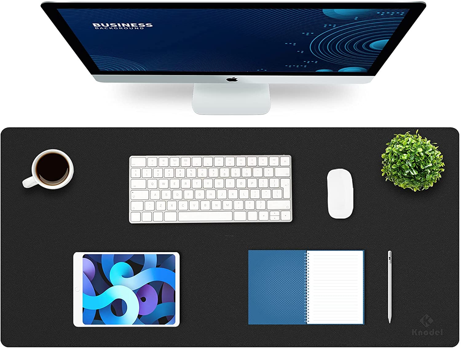 K KNODEL Leather Desk Mat, Office Desk Pad, Large Mouse Pad, Keyboard Mat, Computer and Laptop Mat for Desk, Desk Protector Mat, Desktop Mat for Writing, Desk Blotter and Cover (80X40Cm, White)