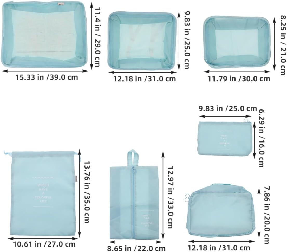 COLLBATH 14Pcs Travel Storage Bag Set Suitcase Organizer Packing Cubes for Clothing Underwear Shoulder Straps image number 5