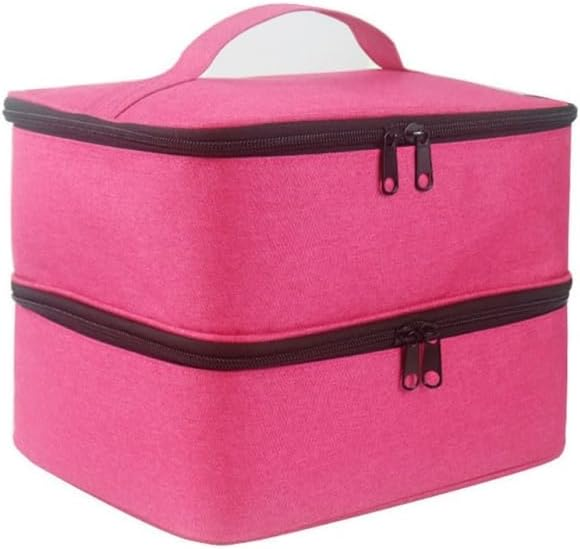 Double-Layer Nail Polish Carrying Case with Adjustable Dividers - Holds 30 Bottles and Nail Dryer Lamp, Portable Manicure Organizer for Travel, Salon, and Home Storage.