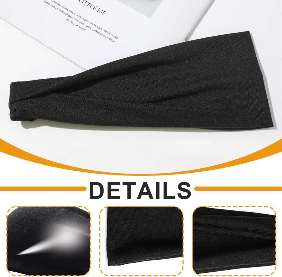 DLPRK 2 Pack Yoga Headbands, Elastic Hair Bands, Non-Slip Hair Band, Women, Sports, Running, Exercise, Gym image number 5