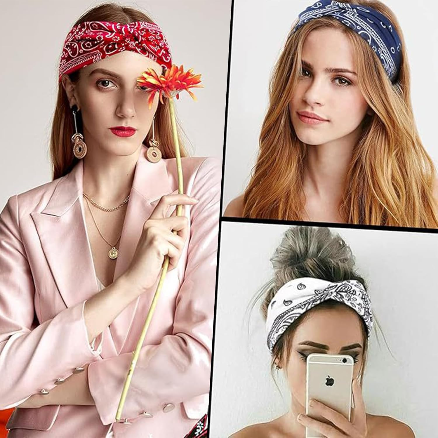 BSITSSS Pack of 5 Women'S Elastic Boho Hair Accessories Leopard Hair Band Summer for Yoga Fitness Short Hair Workout Running Sports image number 6