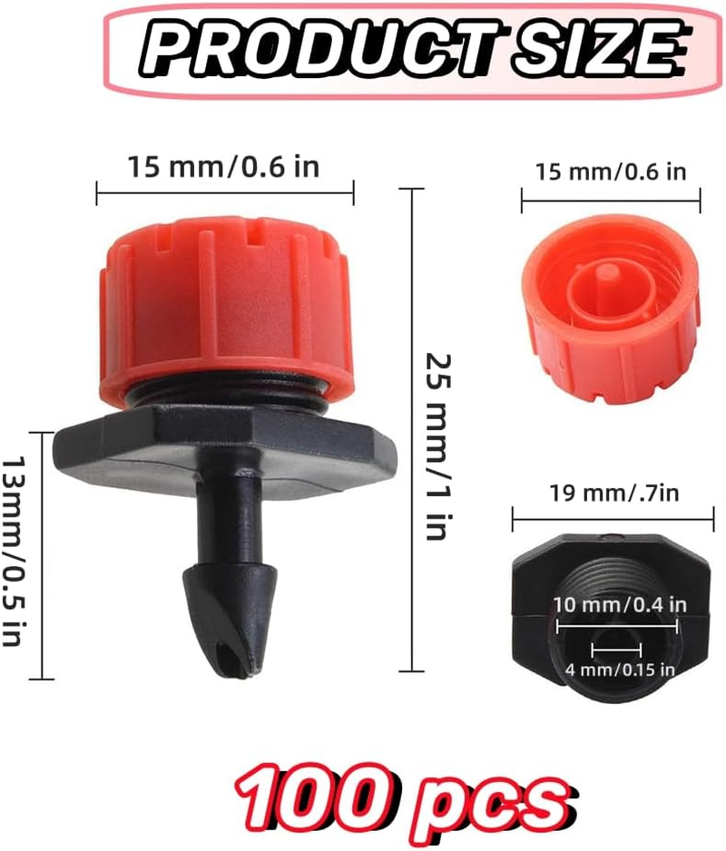 Garden Drip Irrigation Sprinklers Adjustable Irrigation Sprinklers, 100Pcs Adjustable Irrigation Drippers Sprinklers, Irrigation Micro Flow Dripper Drip Head Garden Hose Sprinklers Emitter Drippers image number 3