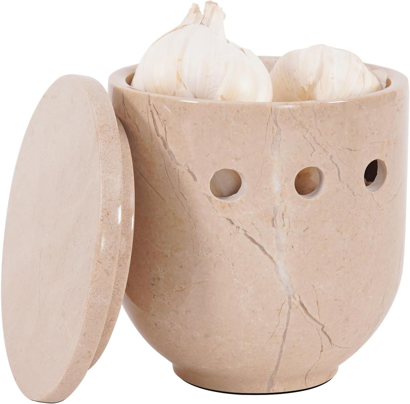 Radicaln Marble Garlic Keeper Oceanic 4.5" Inches Handmade Garlic Holder Countertop Ideal Garlics Saver & Keeper, Onion and Garlics Storage