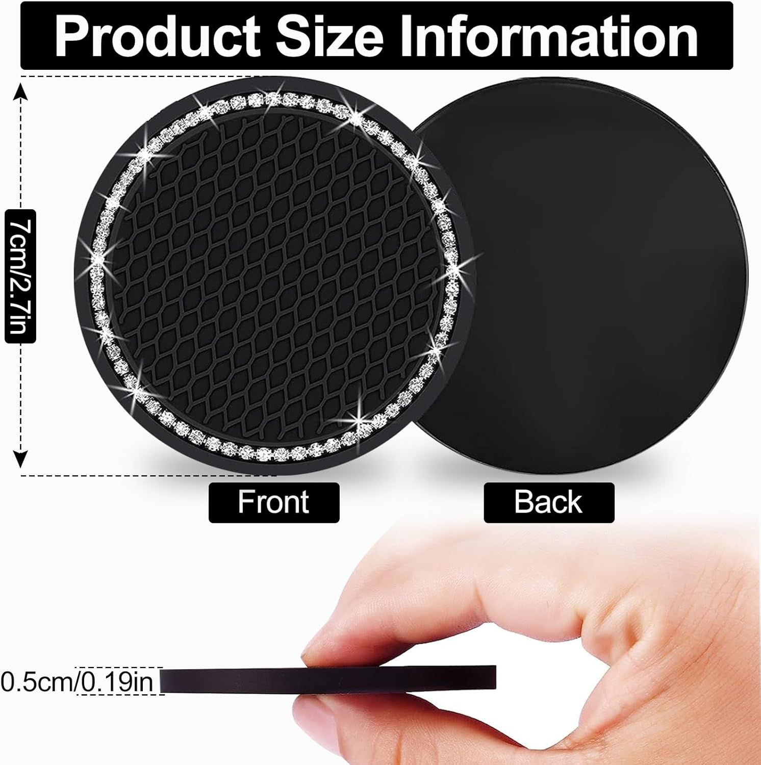 Upgraded Car Cup Holder Coaster, 4Pcs Car Cup Expanding Holder Adapter Insert Coaster Car Drink Extender Auto Interior Accessories for 2.75" Mug Cup/Bottle Mat