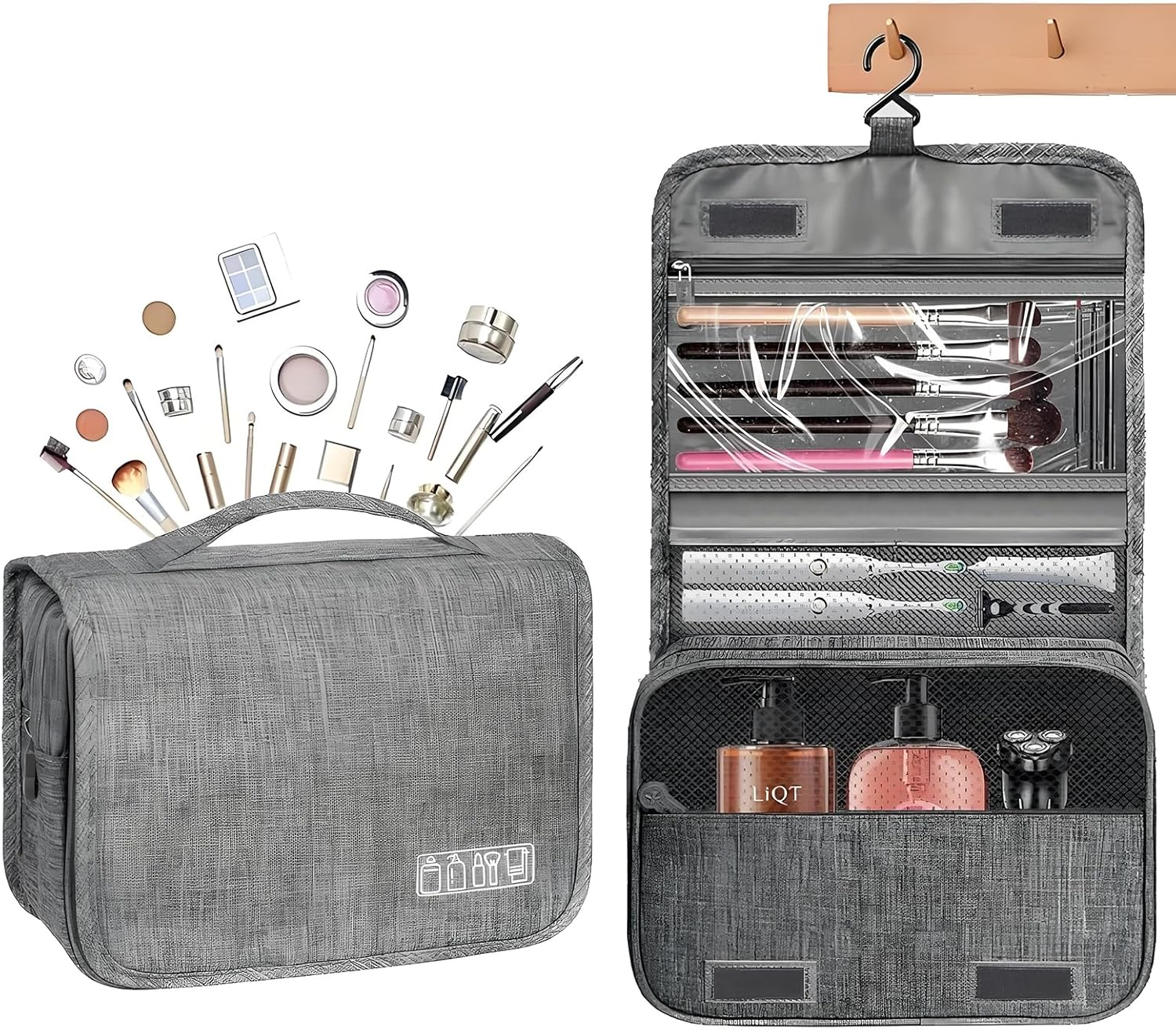 Anberyoo Hanging Toiletry Bag, Portable Waterproof Travel Makeup Bag for Women Camping Outdoor Beach, Multifunctional Large Capacity Travel Bag, Dorm Room/Travel Essentials for College Students Girls image number 3